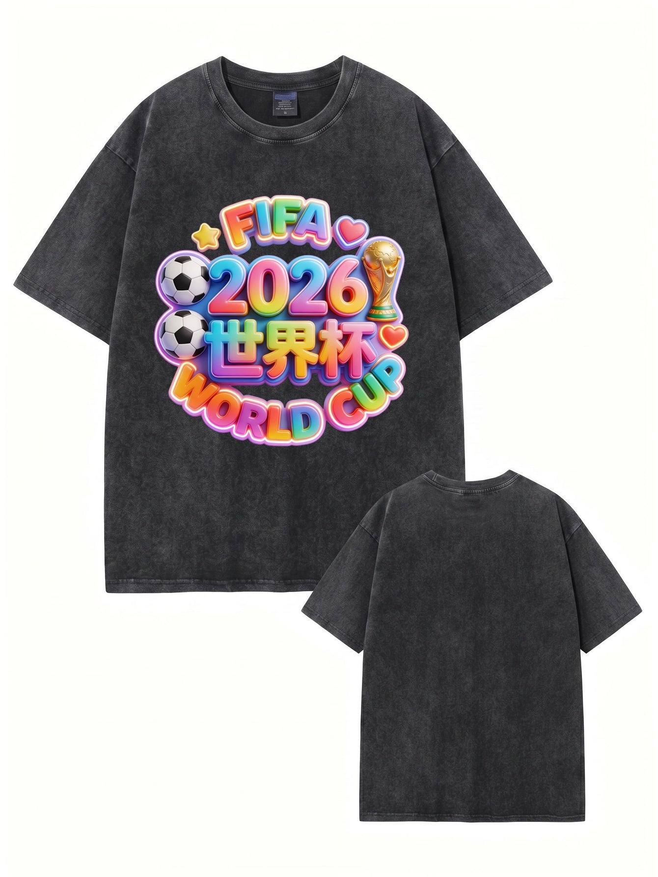 2026 FIFA World Cup Graphic T-Shirt - Vintage Washed Cotton Tee