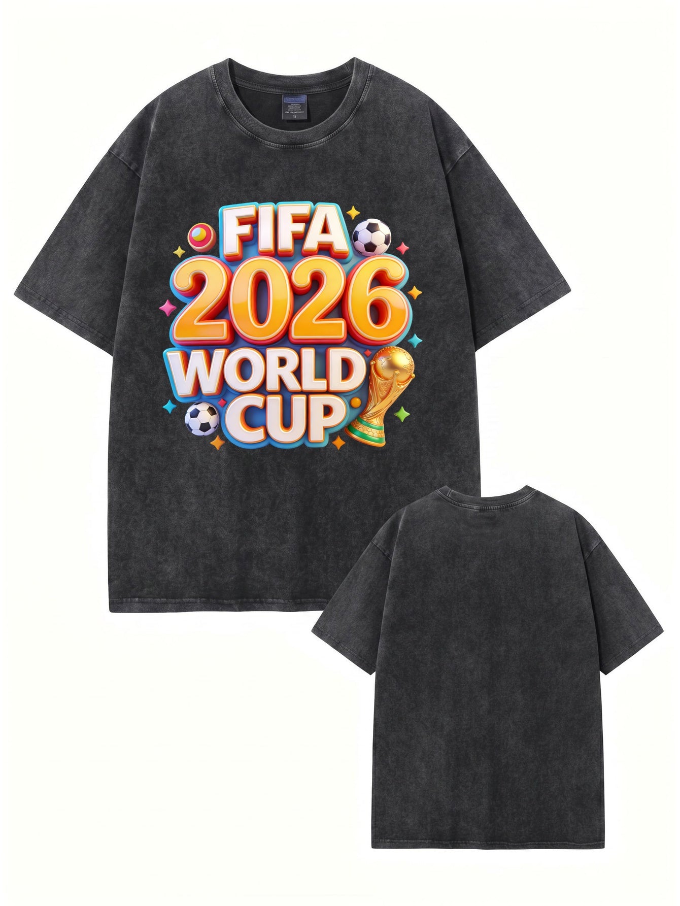 FIFA 2026 World Cup Graphic T-Shirt - Vintage Washed Heavyweight Cotton Tee