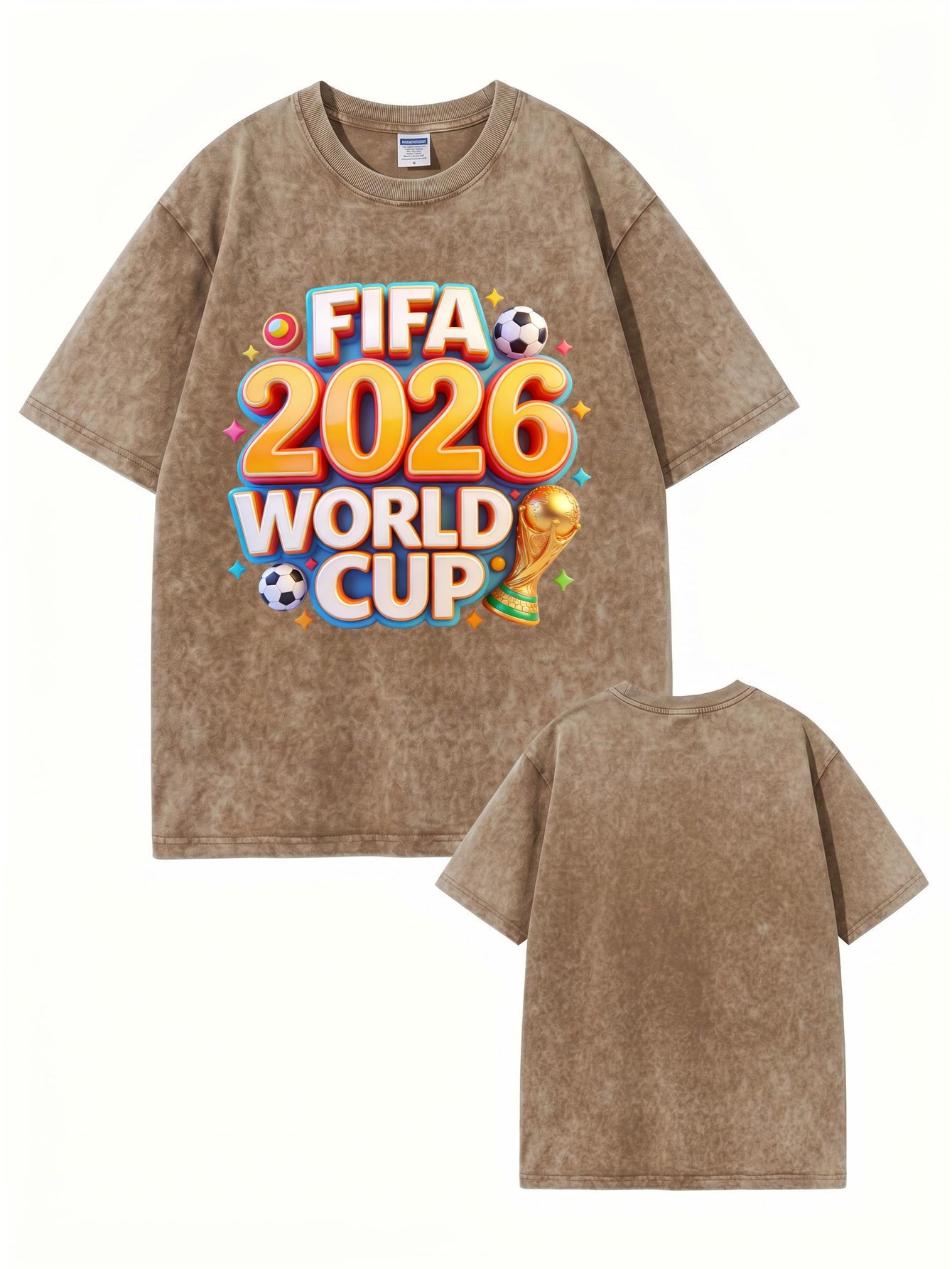 FIFA 2026 World Cup Graphic T-Shirt - Vintage Washed Heavyweight Cotton Tee