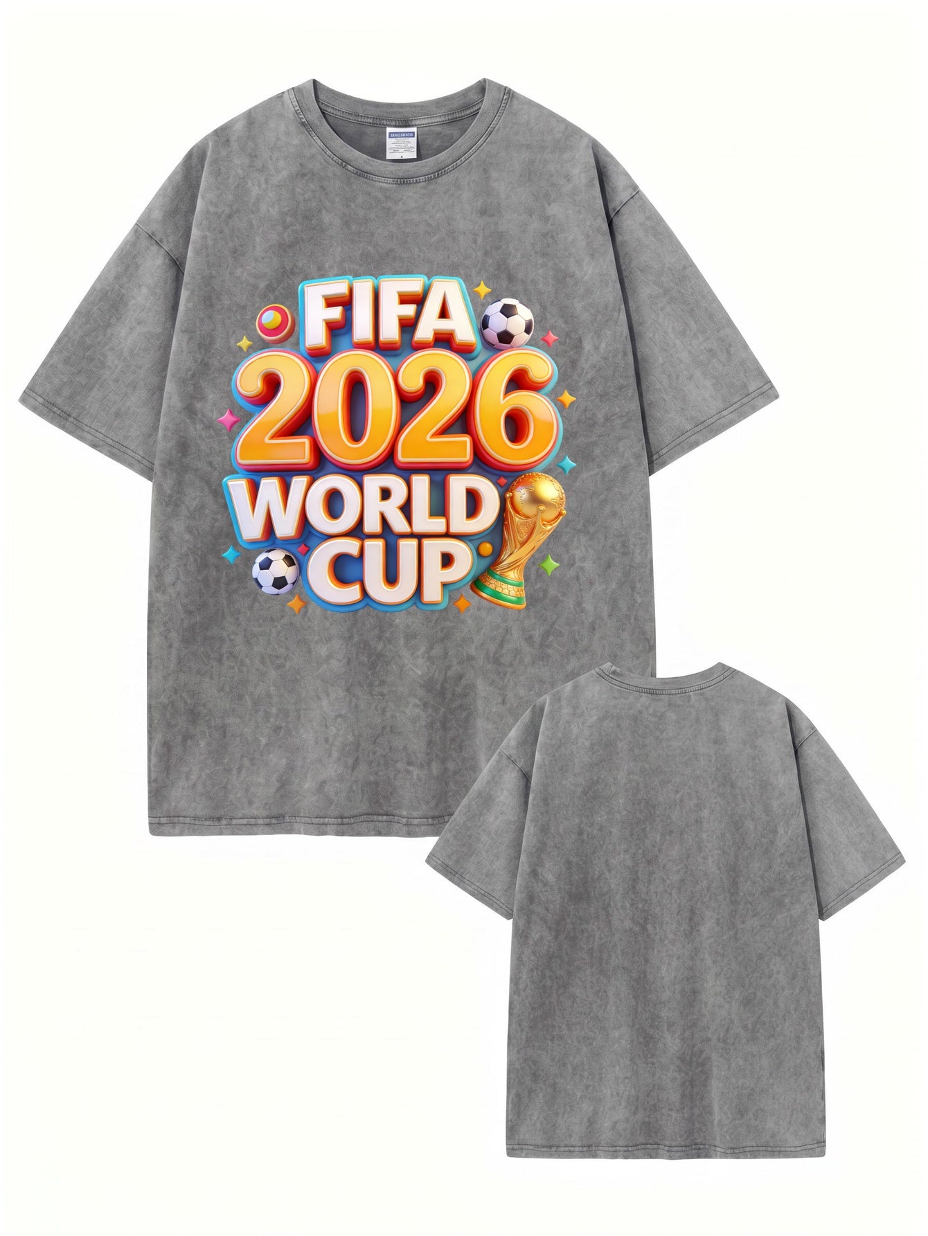 FIFA 2026 World Cup Graphic T-Shirt - Vintage Washed Heavyweight Cotton Tee
