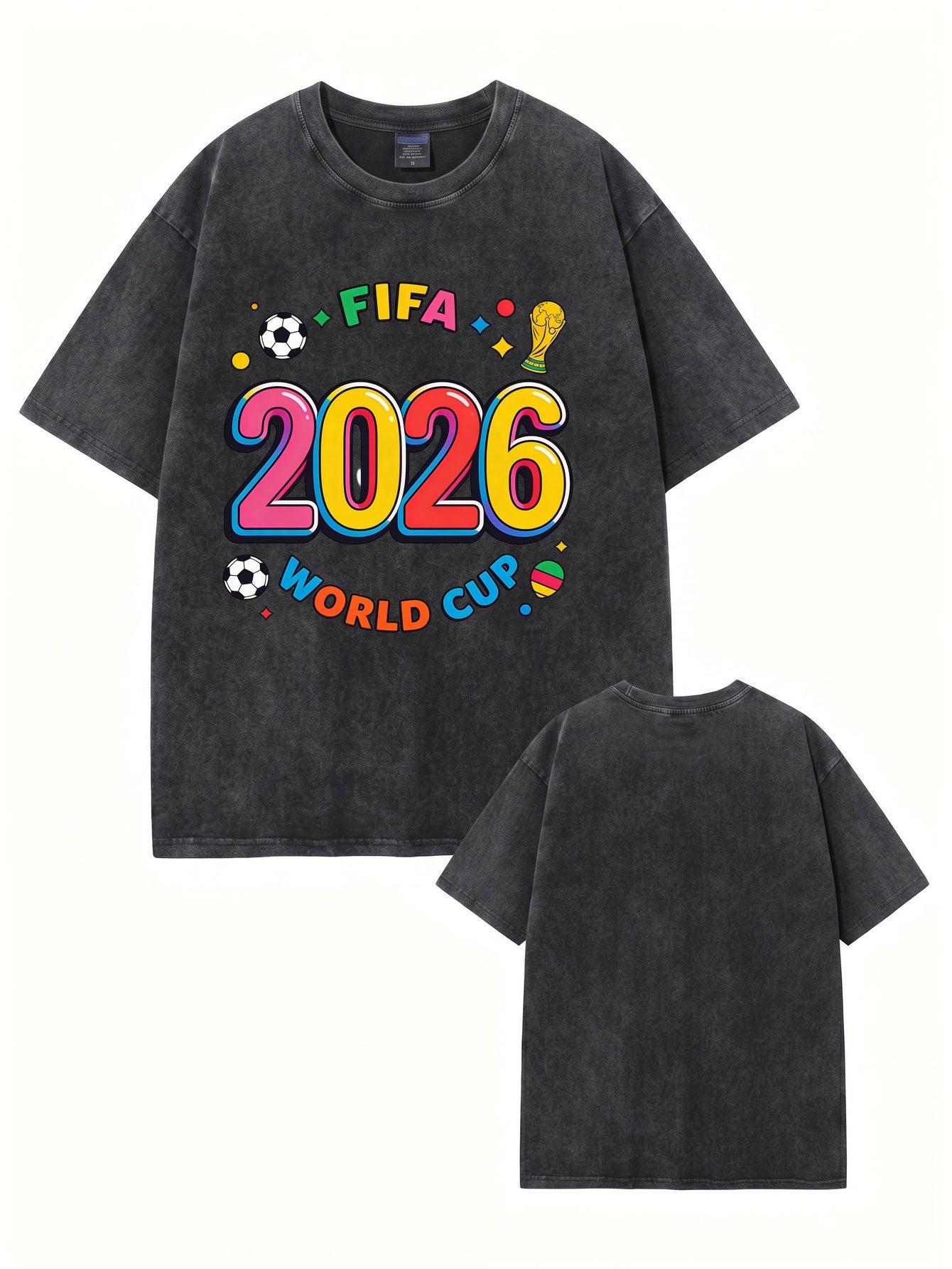 2026 FIFA World Cup Graphic Tee - Retro Washed Heavyweight Cotton T-Shirt