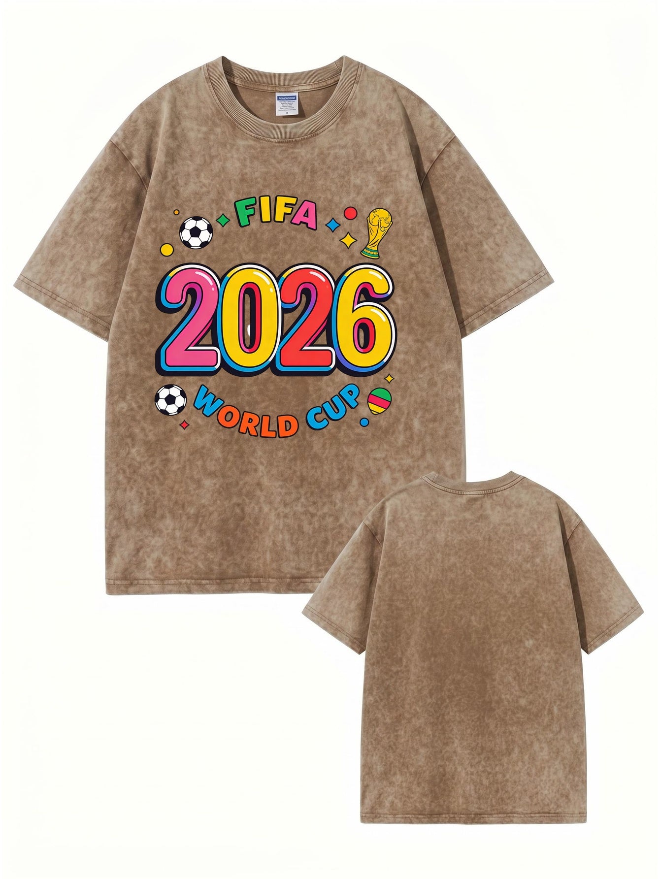 2026 FIFA World Cup Graphic Tee - Retro Washed Heavyweight Cotton T-Shirt