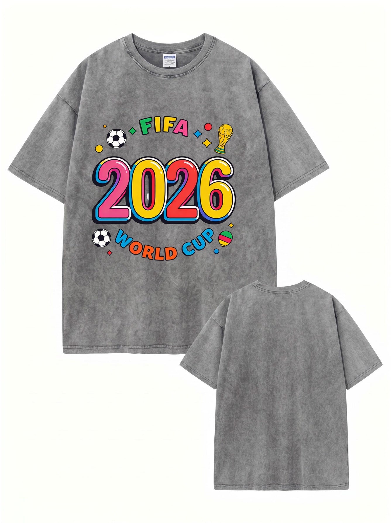 2026 FIFA World Cup Graphic Tee - Retro Washed Heavyweight Cotton T-Shirt