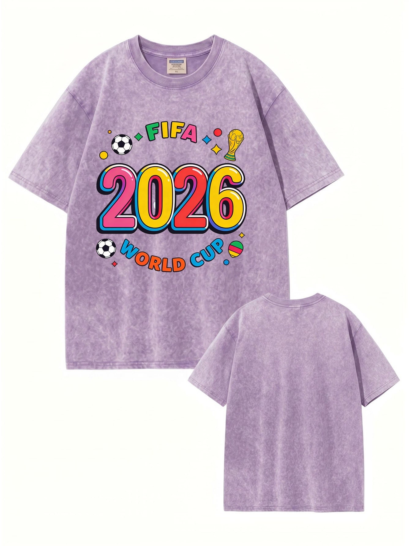 2026 FIFA World Cup Graphic Tee - Retro Washed Heavyweight Cotton T-Shirt