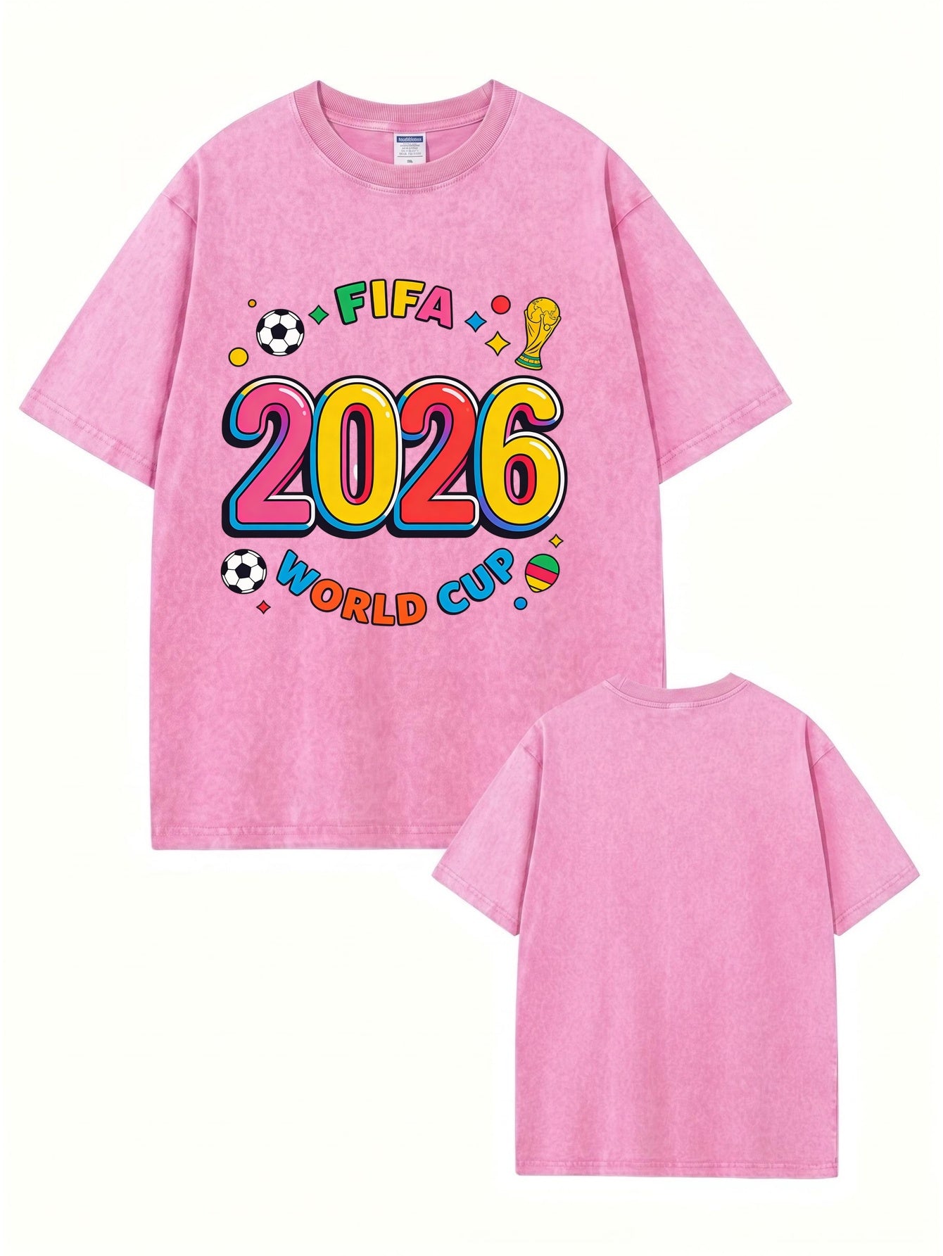 2026 FIFA World Cup Graphic Tee - Retro Washed Heavyweight Cotton T-Shirt