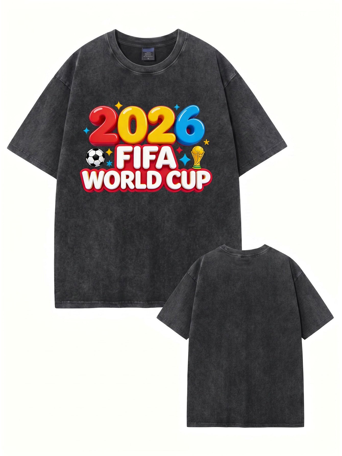 2026 FIFA World Cup Graphic T-Shirt | Vintage Washed Heavyweight Cotton Tee