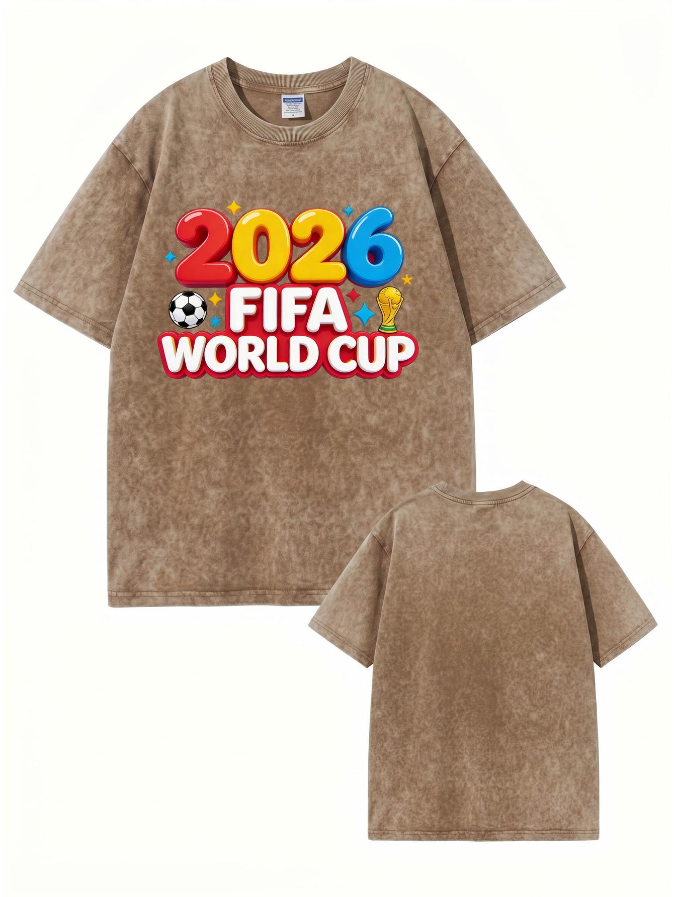 2026 FIFA World Cup Graphic T-Shirt | Vintage Washed Heavyweight Cotton Tee