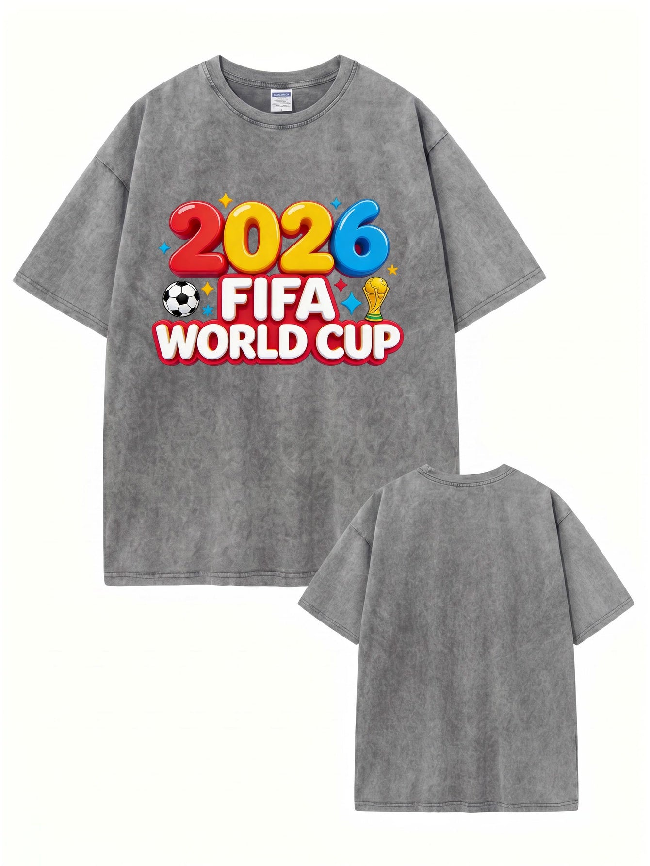 2026 FIFA World Cup Graphic T-Shirt | Vintage Washed Heavyweight Cotton Tee