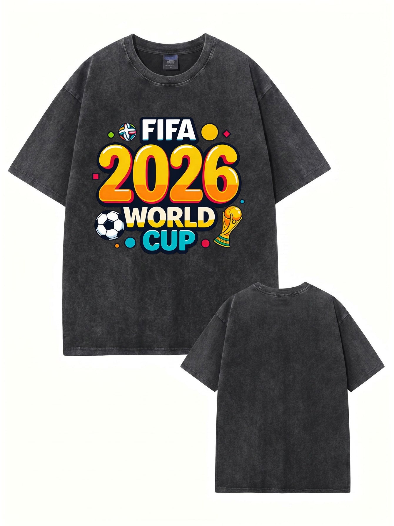 2026 FIFA World Cup Graphic T-Shirt | Vintage Washed Heavyweight Cotton Tee