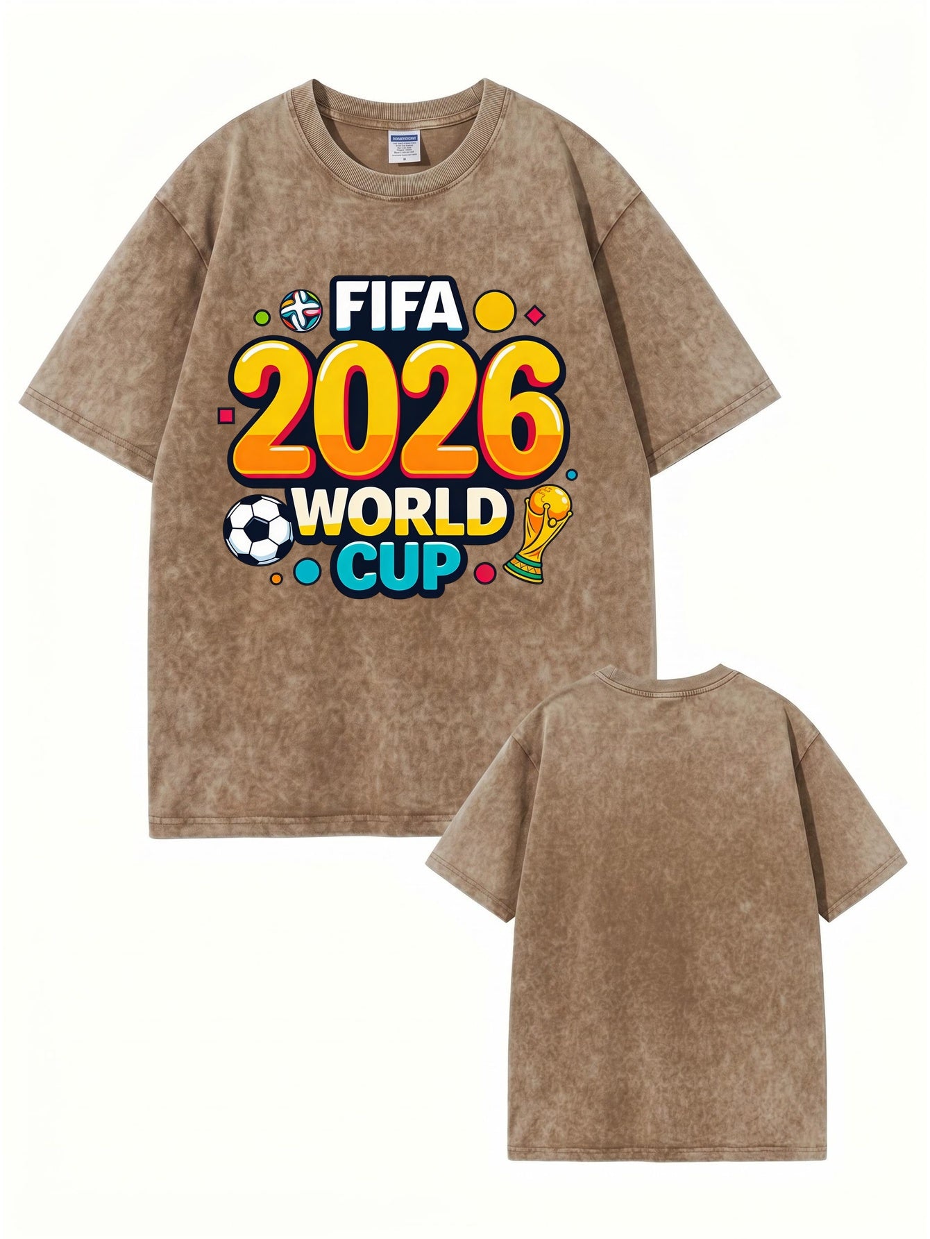 2026 FIFA World Cup Graphic T-Shirt | Vintage Washed Heavyweight Cotton Tee
