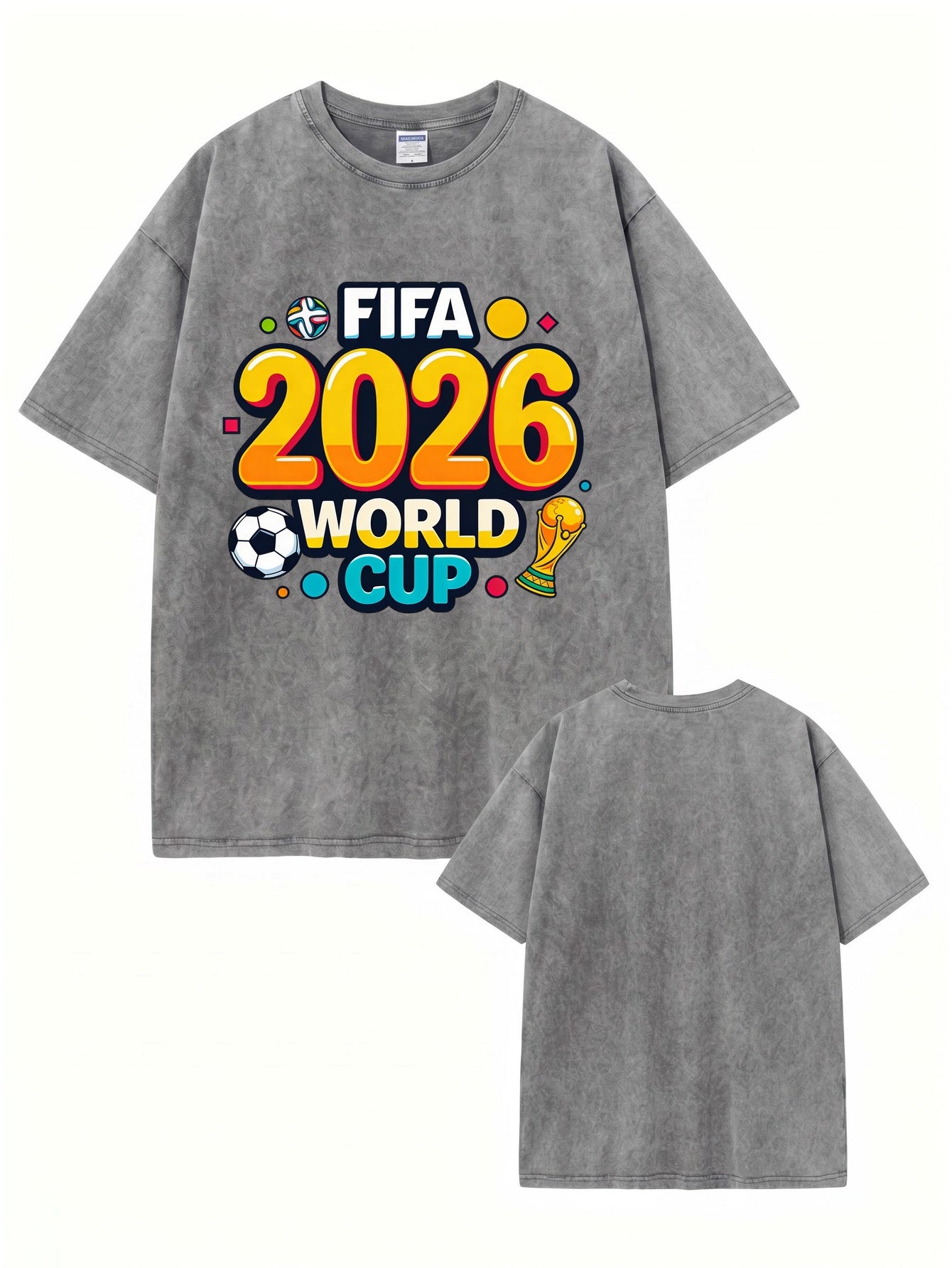 2026 FIFA World Cup Graphic T-Shirt | Vintage Washed Heavyweight Cotton Tee