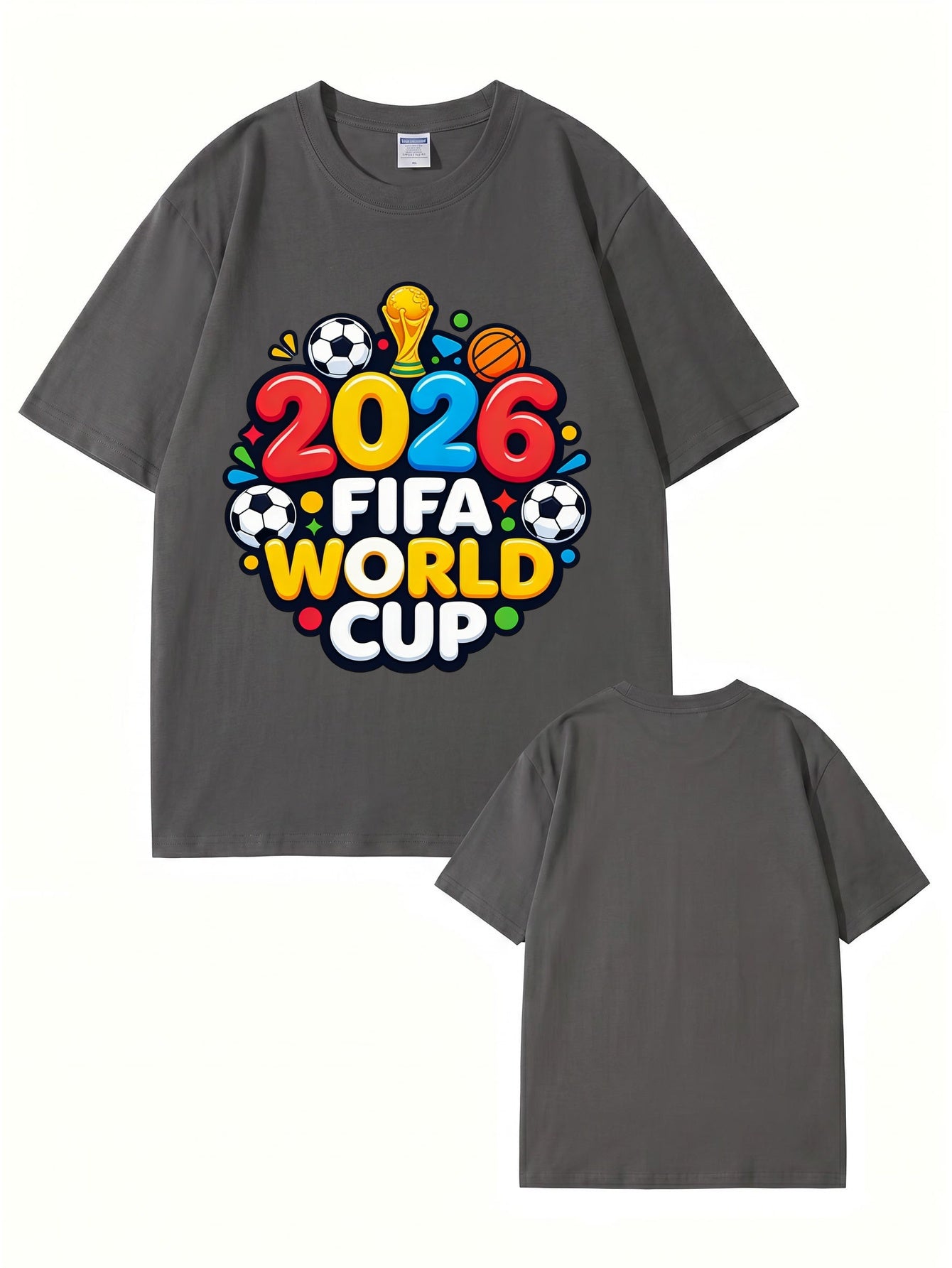 2026 FIFA World Cup Graphic Print Men's Casual Cotton T-Shirt
