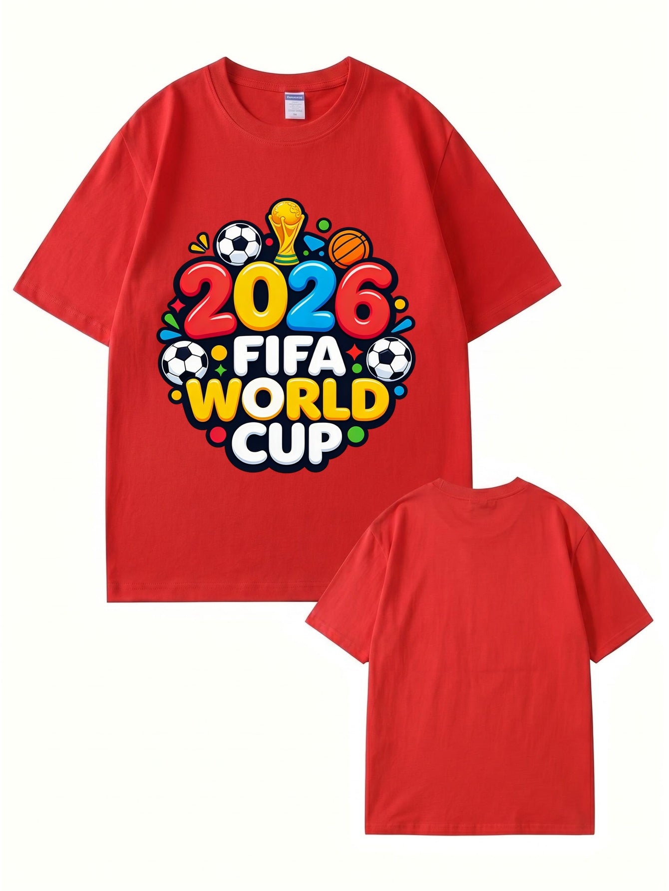 2026 FIFA World Cup Graphic Print Men's Casual Cotton T-Shirt