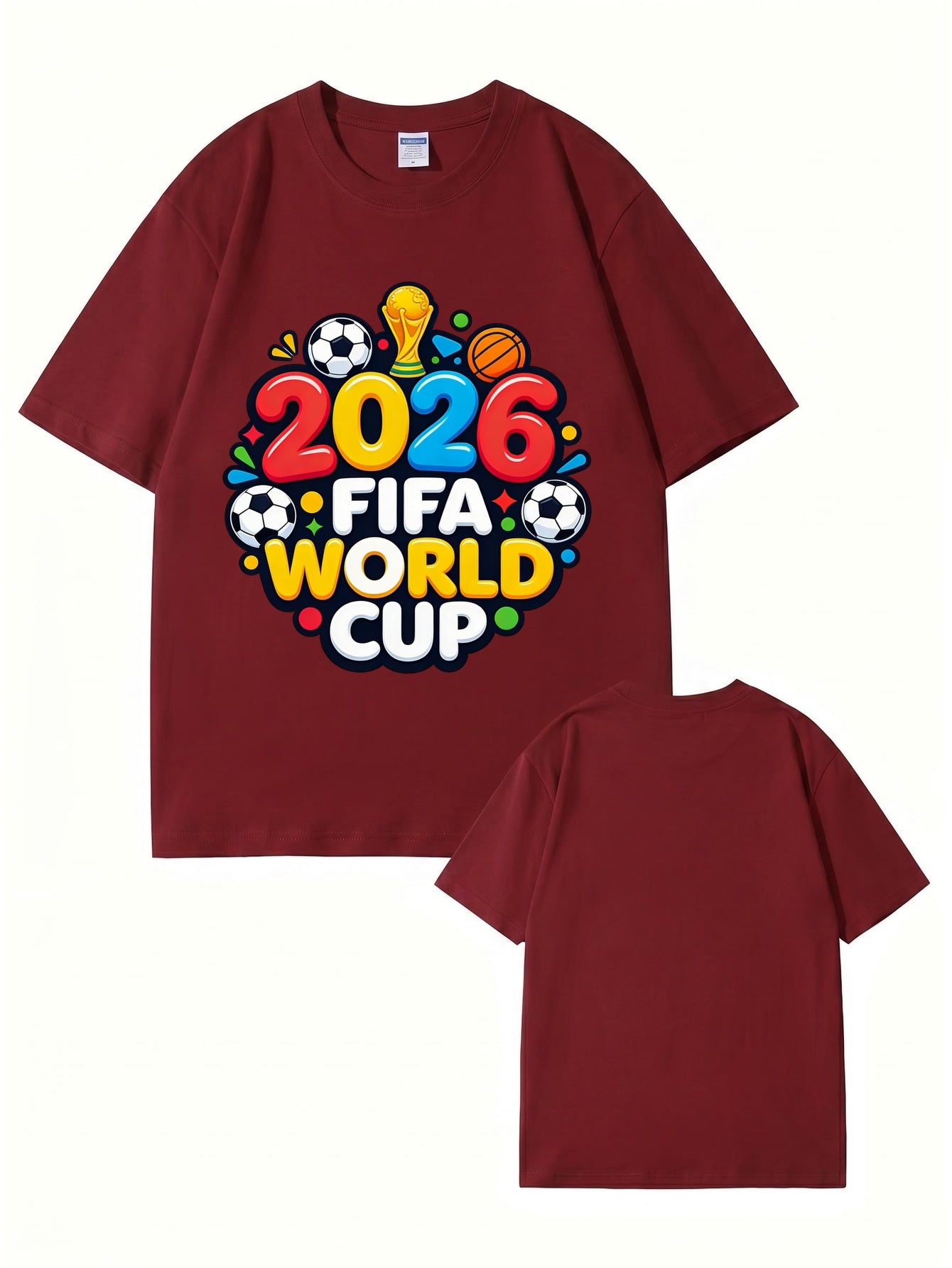 2026 FIFA World Cup Graphic Print Men's Casual Cotton T-Shirt