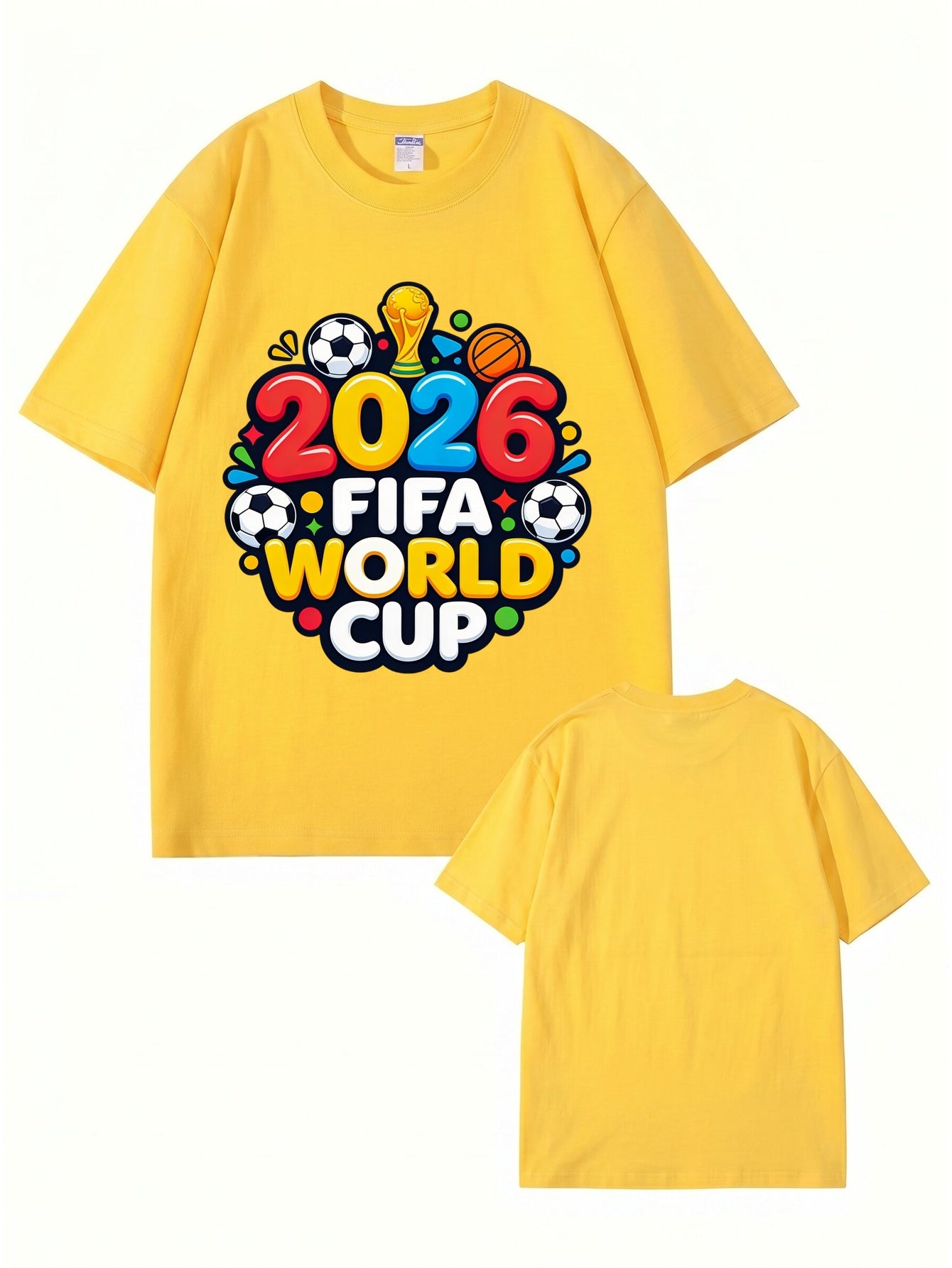 2026 FIFA World Cup Graphic Print Men's Casual Cotton T-Shirt