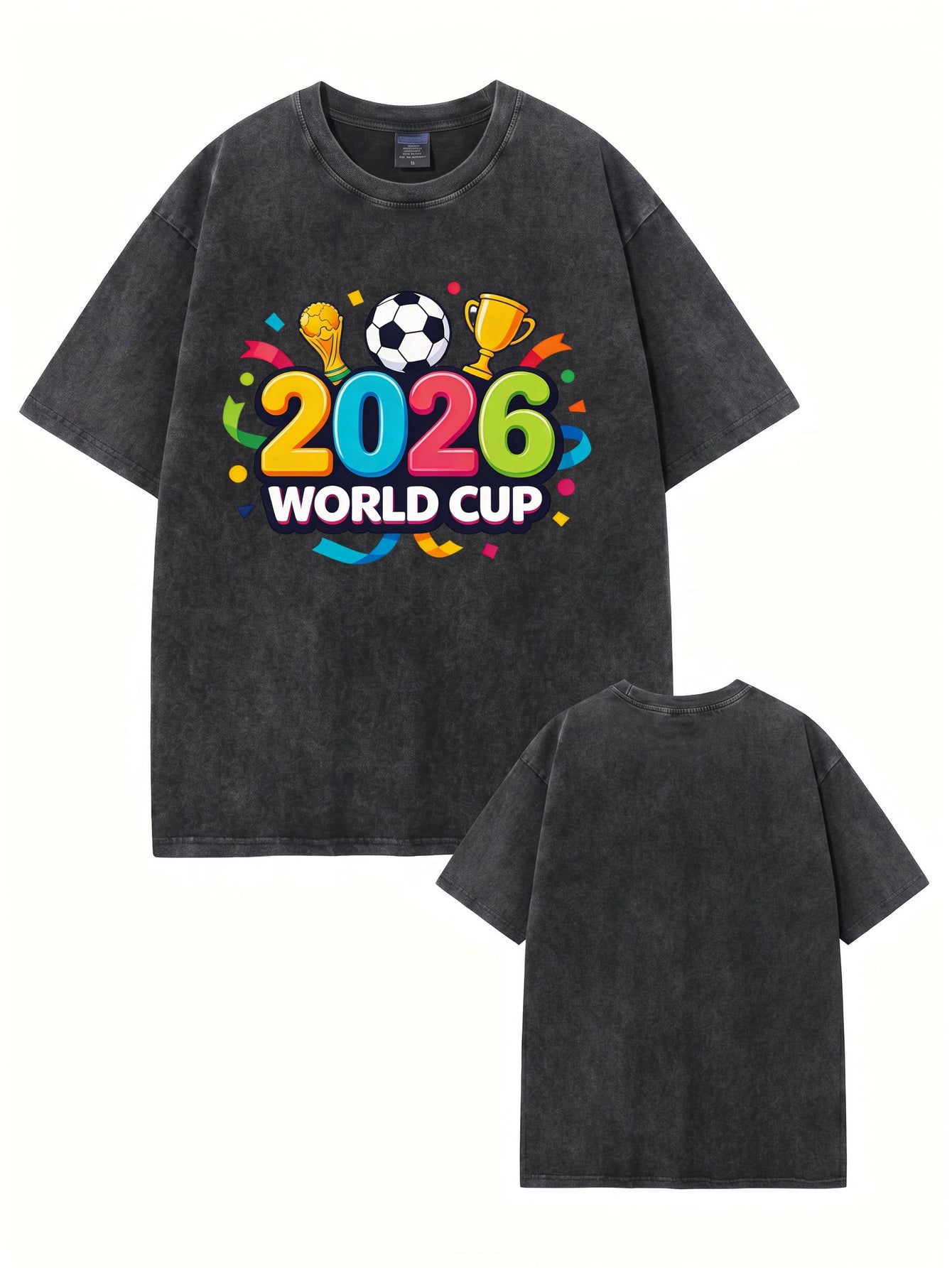 2026 World Cup Graphic T-Shirt - Vintage Washed Cotton Tee