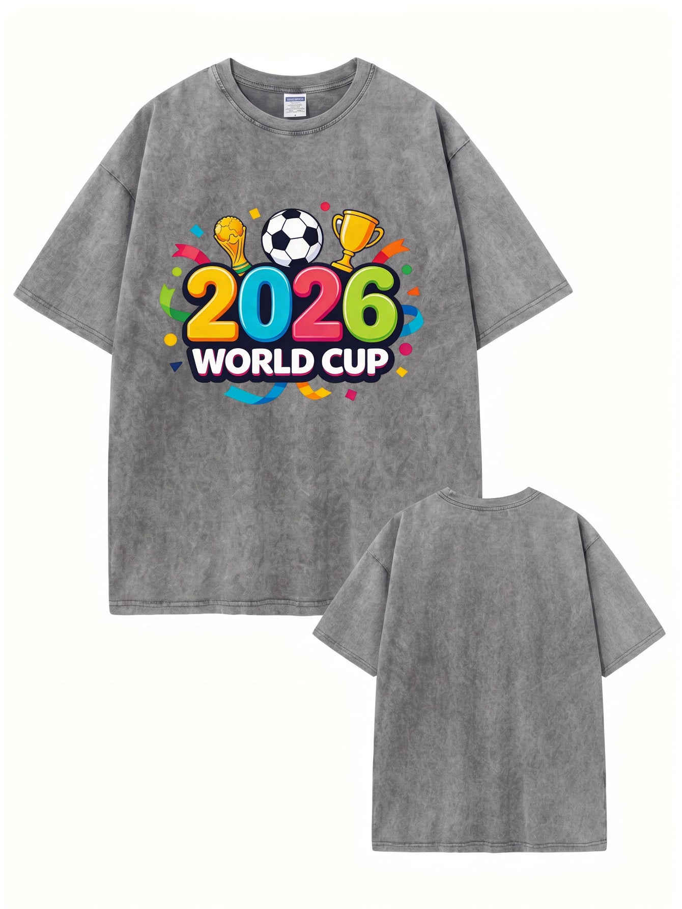 2026 World Cup Graphic T-Shirt - Vintage Washed Cotton Tee