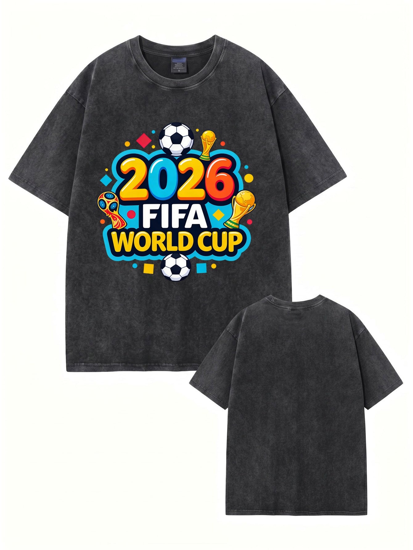 2026 FIFA World Cup Graphic T-Shirt | Vintage Washed Heavyweight Cotton Tee