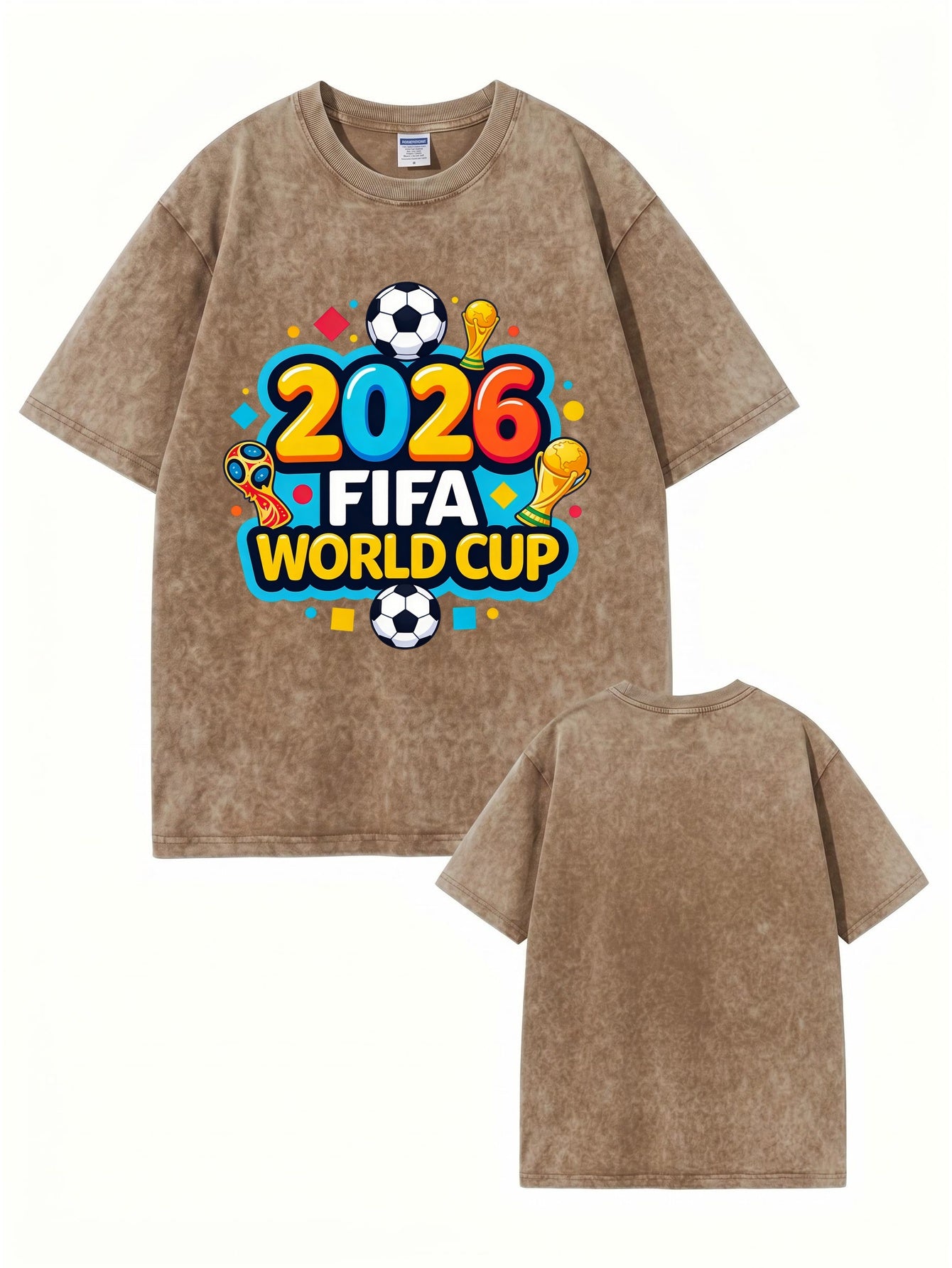 2026 FIFA World Cup Graphic T-Shirt | Vintage Washed Heavyweight Cotton Tee