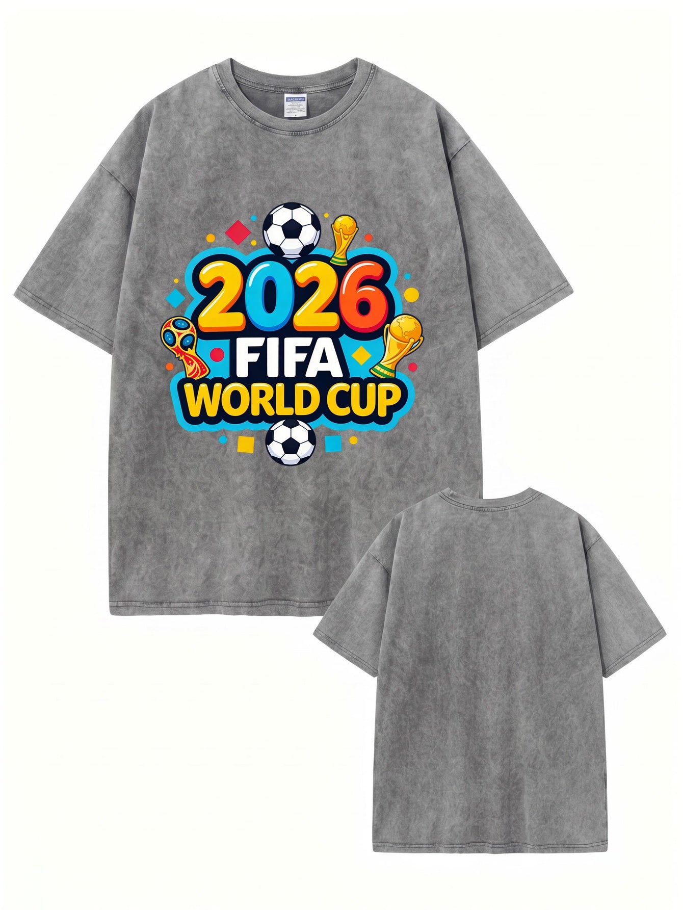 2026 FIFA World Cup Graphic T-Shirt | Vintage Washed Heavyweight Cotton Tee