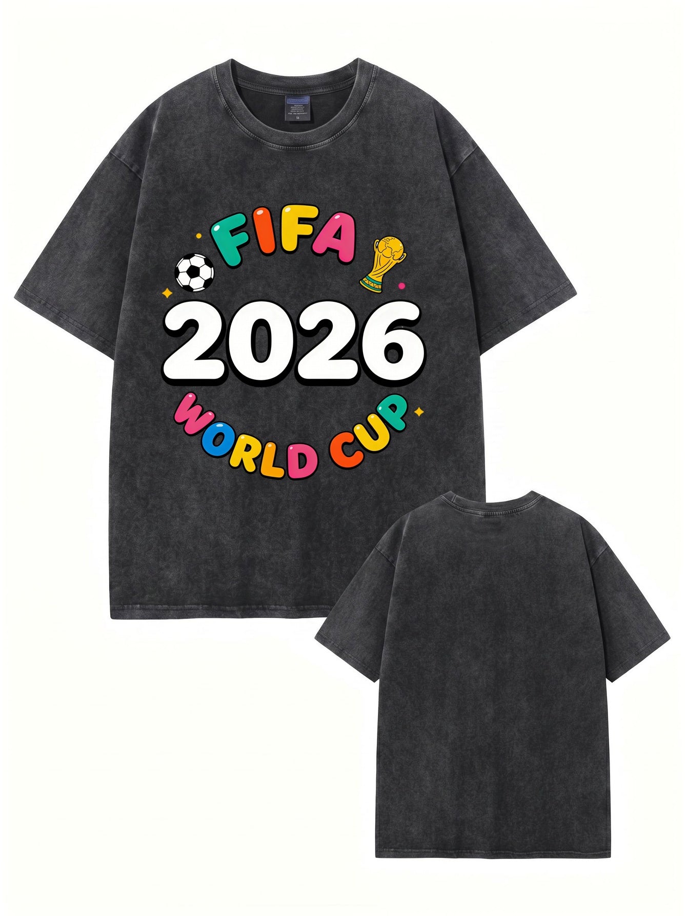 2026 FIFA World Cup Graphic T-Shirt | Vintage Washed Heavyweight Cotton Tee