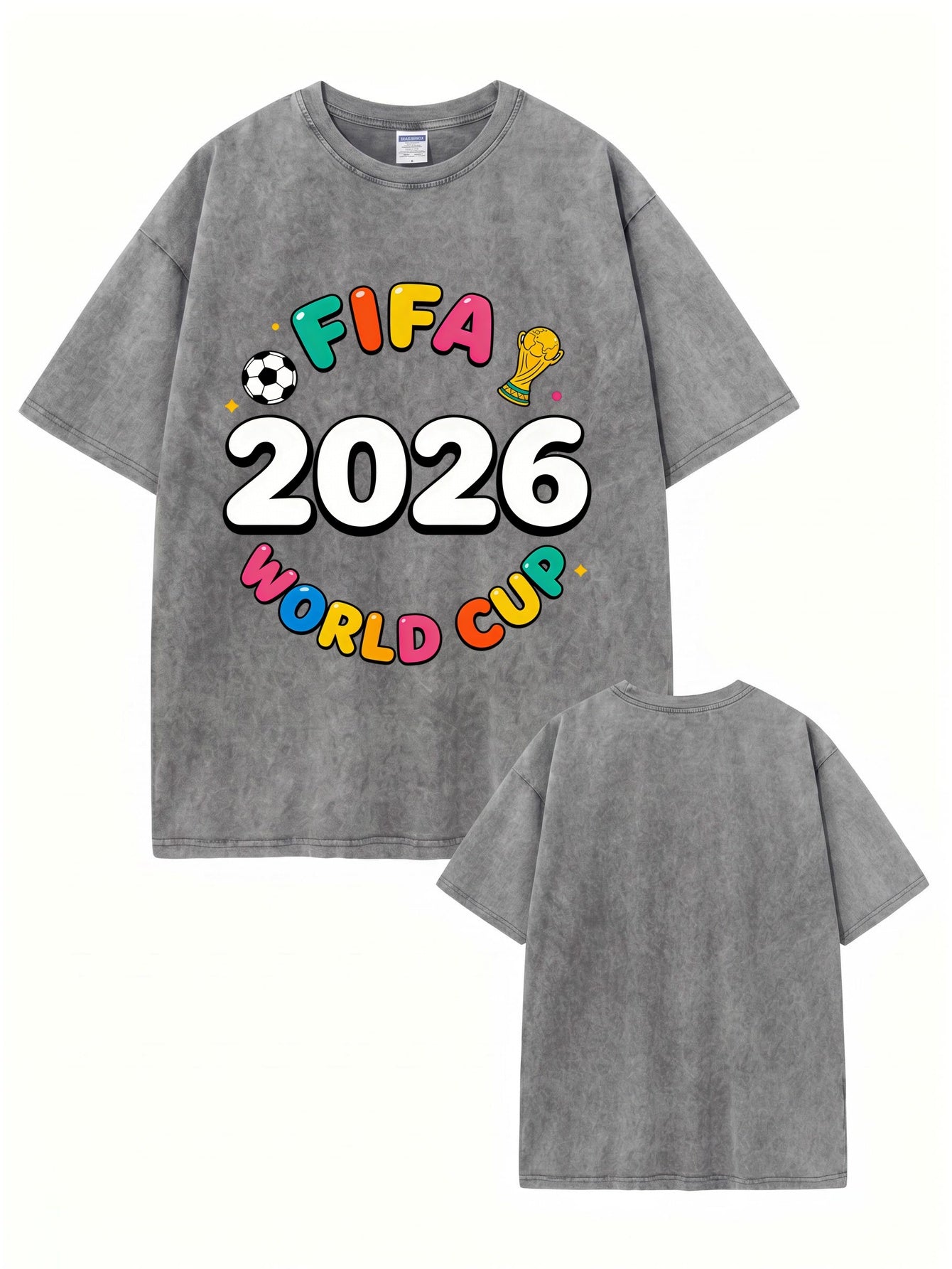 2026 FIFA World Cup Graphic T-Shirt | Vintage Washed Heavyweight Cotton Tee