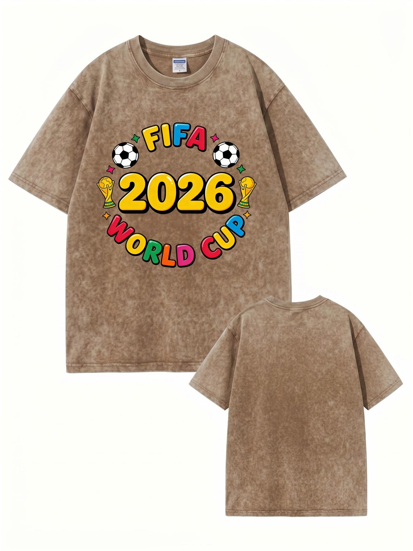 2026 FIFA World Cup Graphic T-Shirt - Vintage Washed Heavyweight Cotton Tee
