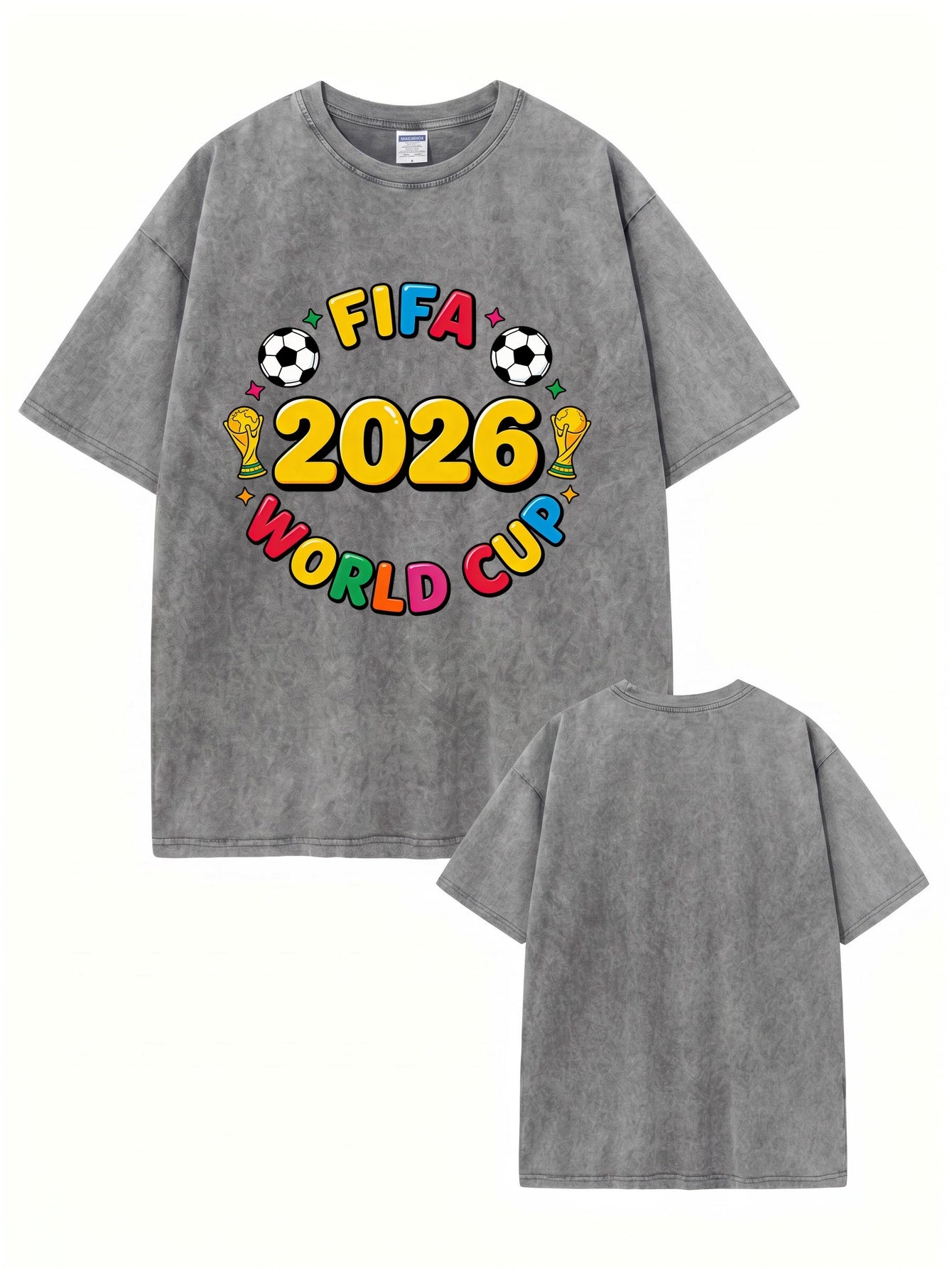 2026 FIFA World Cup Graphic T-Shirt - Vintage Washed Heavyweight Cotton Tee