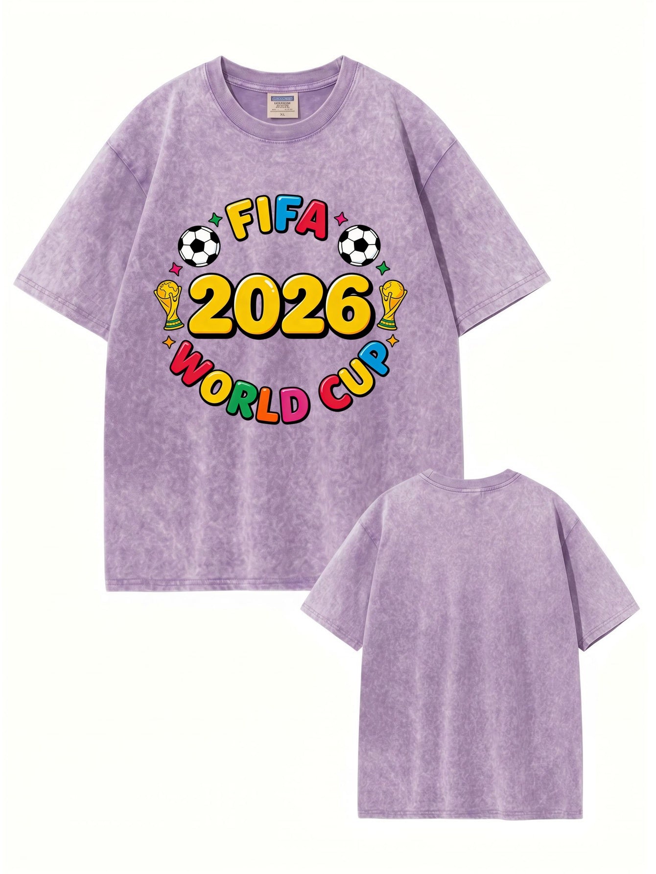 2026 FIFA World Cup Graphic T-Shirt - Vintage Washed Heavyweight Cotton Tee
