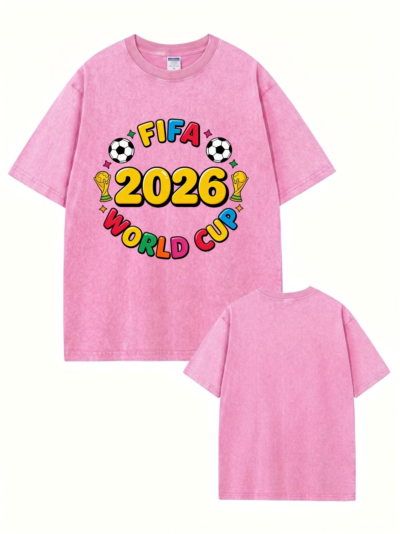 2026 FIFA World Cup Graphic T-Shirt - Vintage Washed Heavyweight Cotton Tee