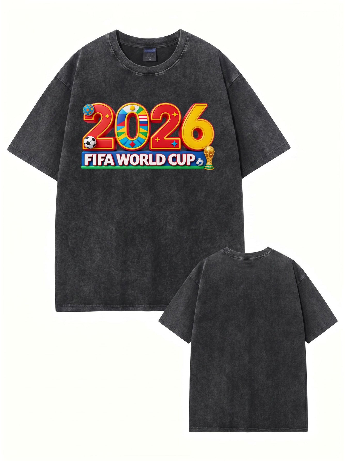 2026 FIFA World Cup Graphic T-Shirt | Vintage Washed Heavyweight Cotton Tee