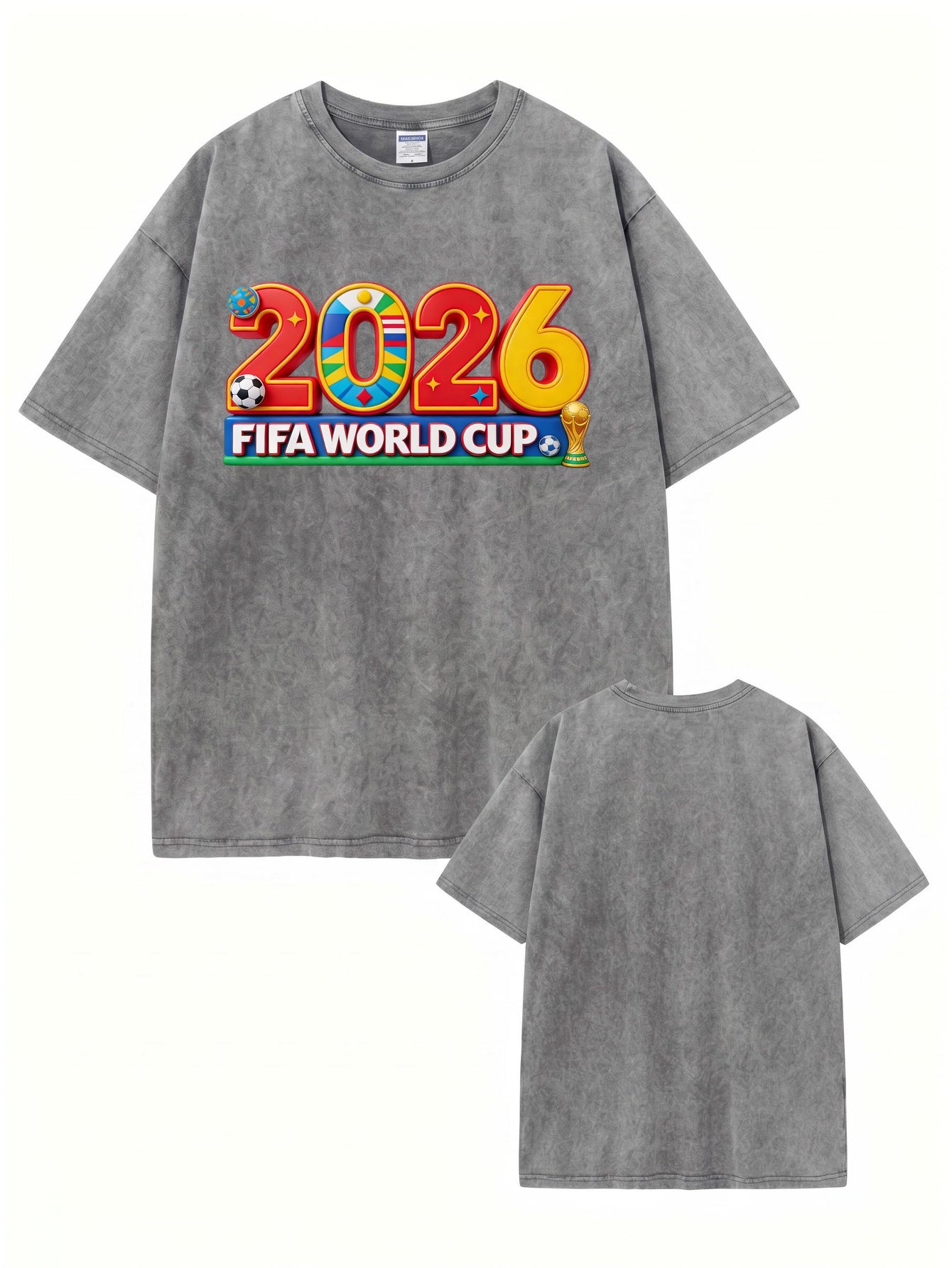 2026 FIFA World Cup Graphic T-Shirt | Vintage Washed Heavyweight Cotton Tee