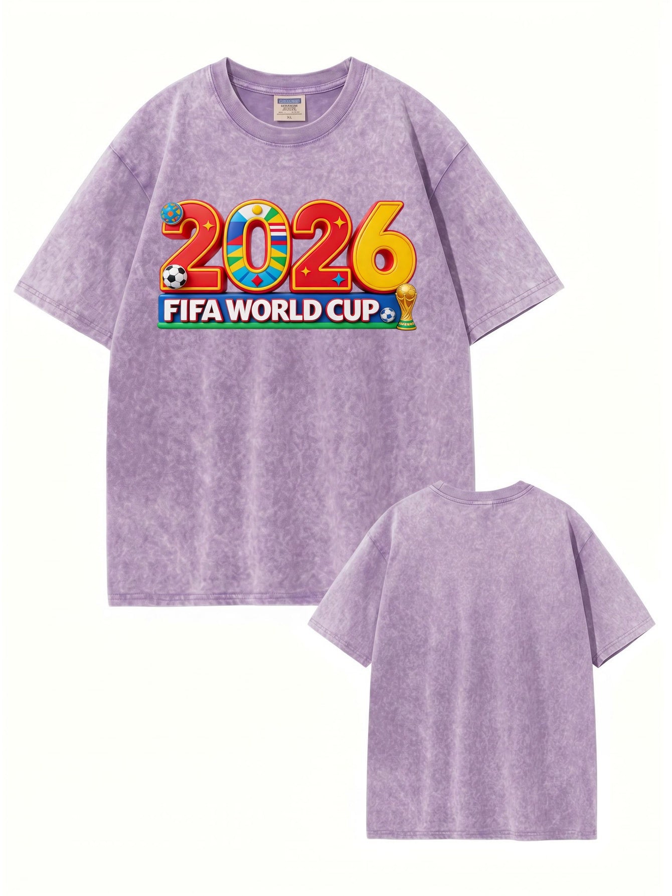 2026 FIFA World Cup Graphic T-Shirt | Vintage Washed Heavyweight Cotton Tee