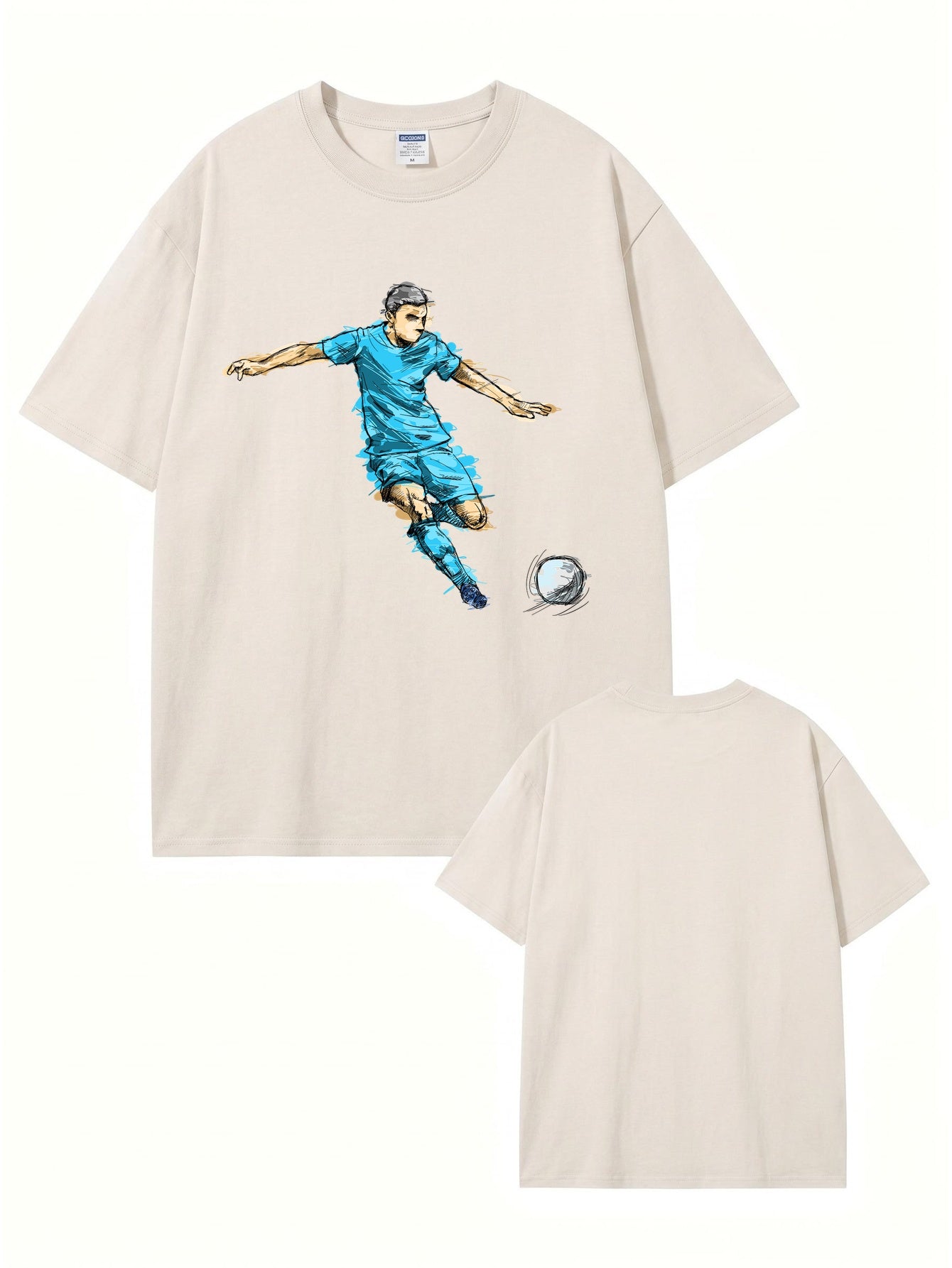 Vintage Washed Soccer Player Graphic T-Shirt | Heavyweight Cotton Tee