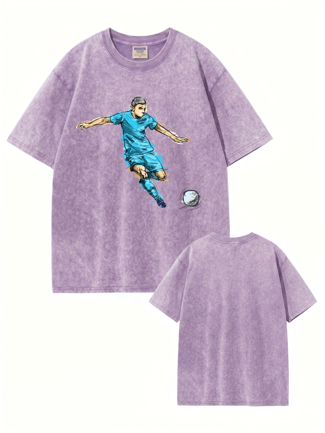 Vintage Washed Soccer Player Graphic T-Shirt | Heavyweight Cotton Tee
