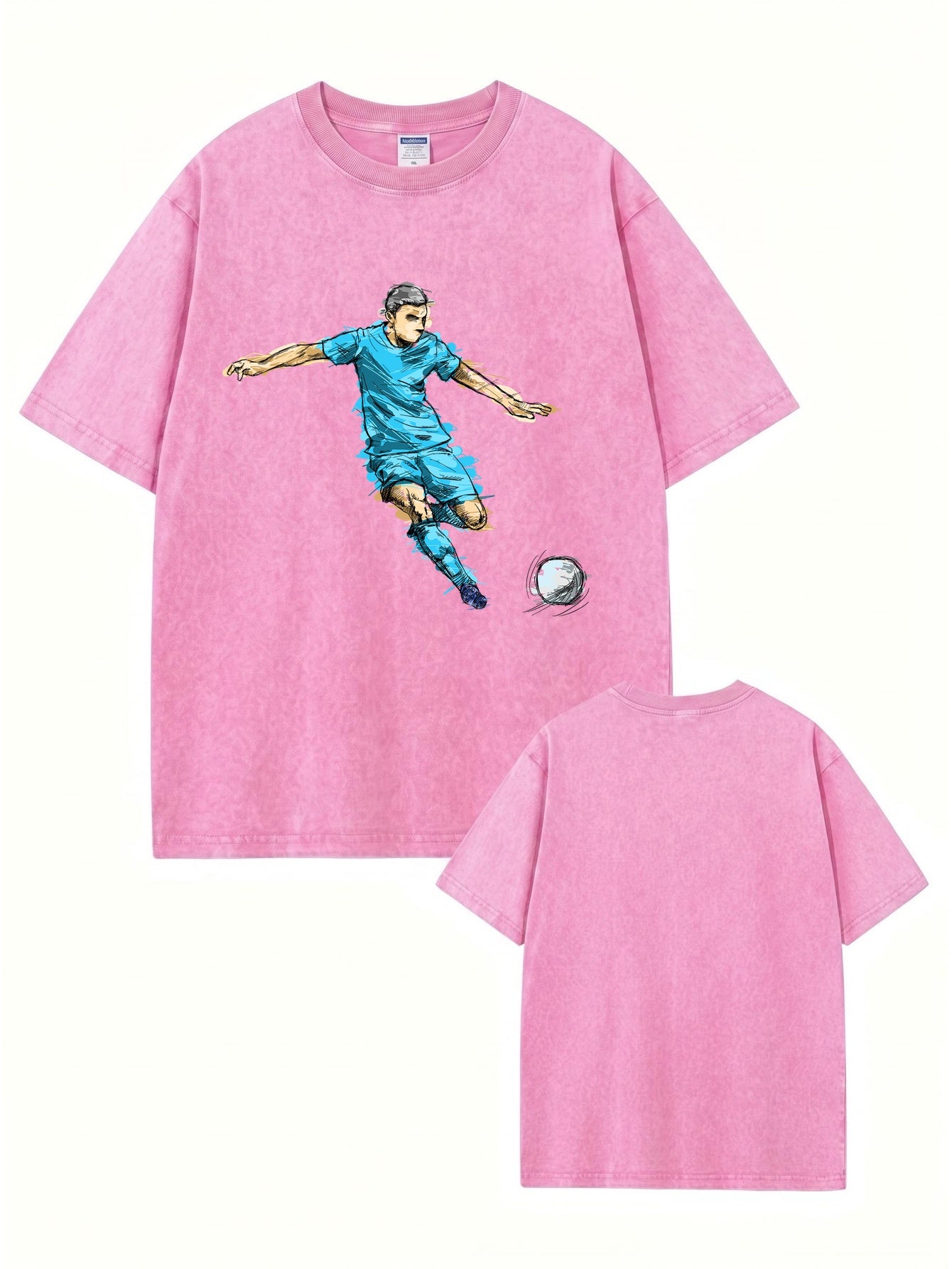 Vintage Washed Soccer Player Graphic T-Shirt | Heavyweight Cotton Tee