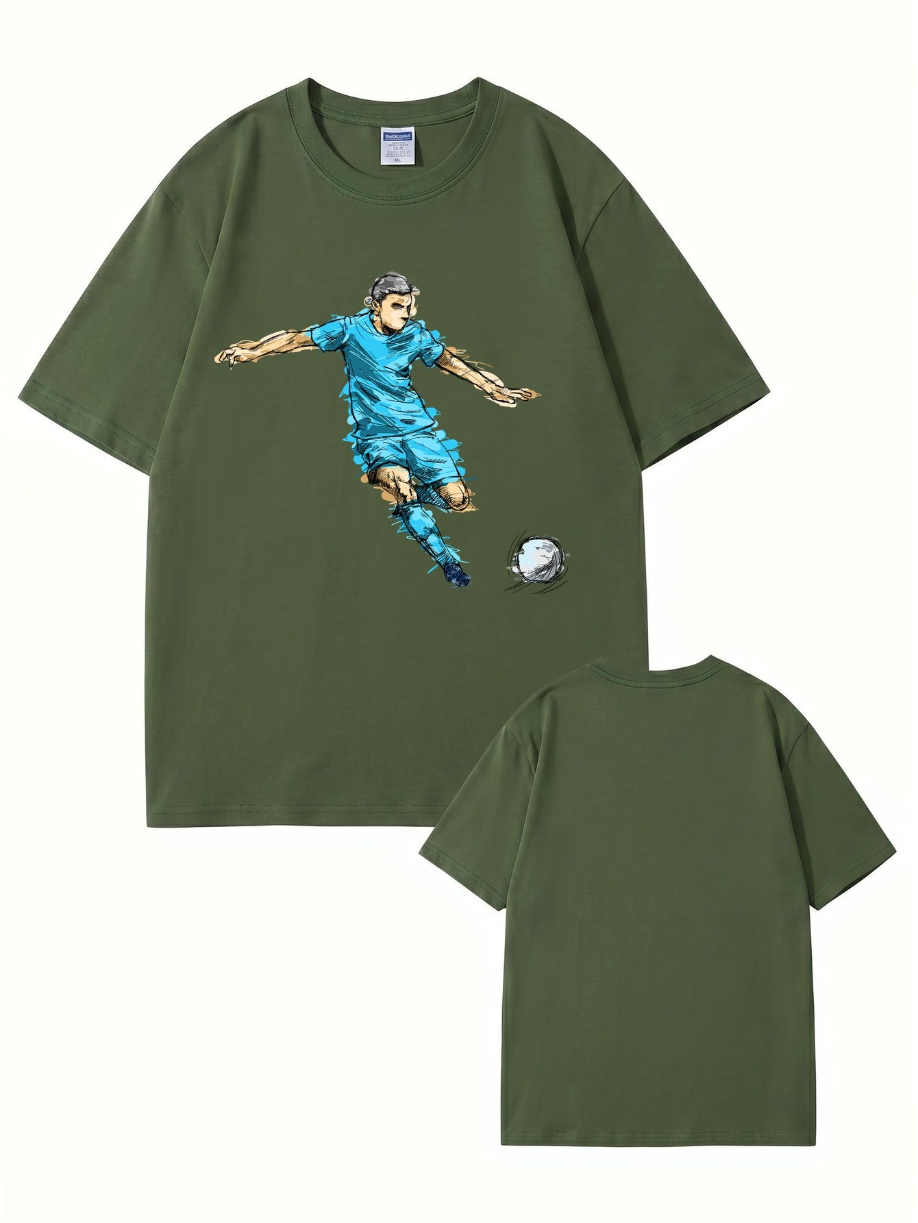 Soccer Player Graphic Print Tee - Artistic Football Action Illustration T-Shirt
