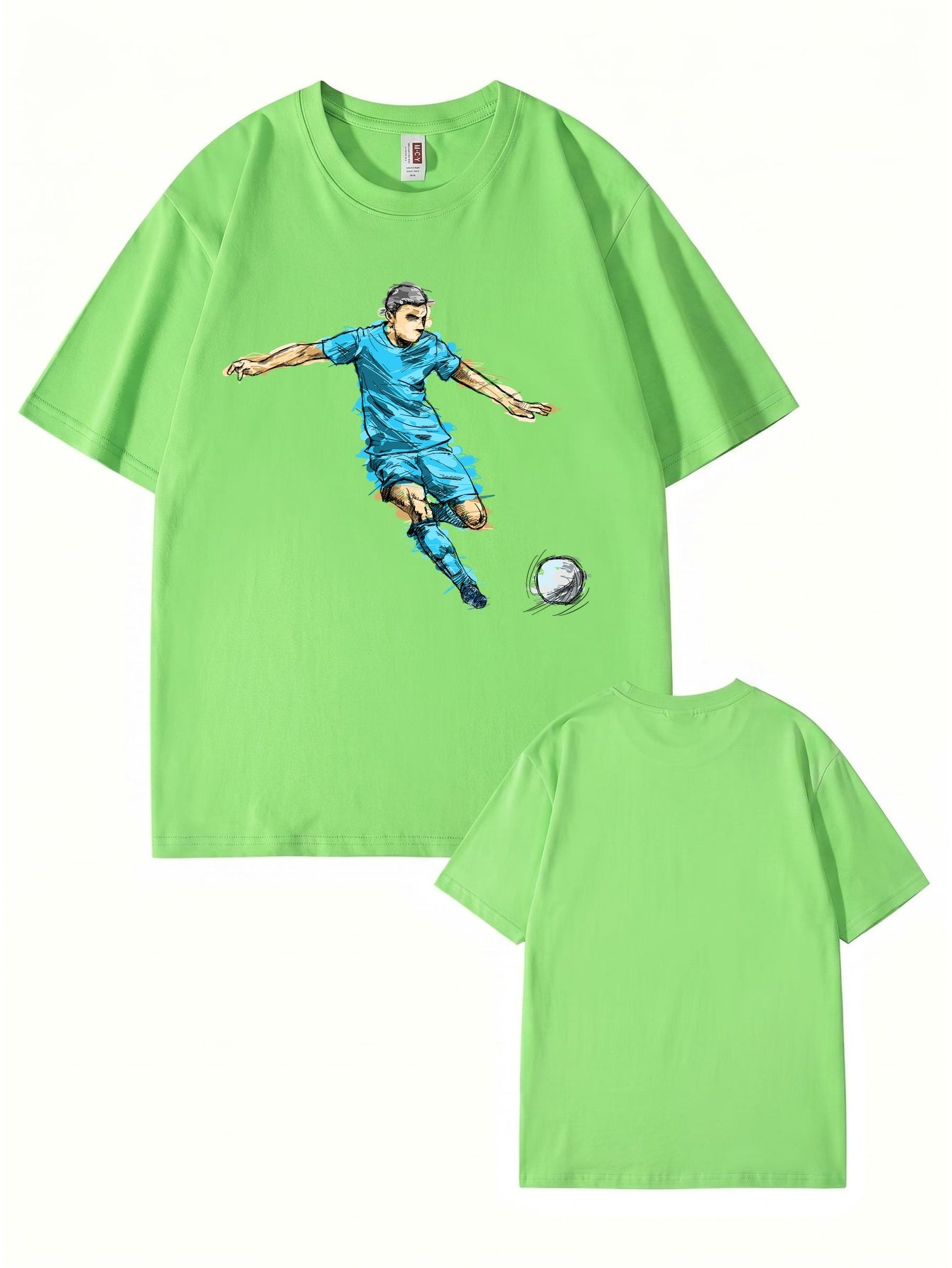 Soccer Player Graphic Print Tee - Artistic Football Action Illustration T-Shirt