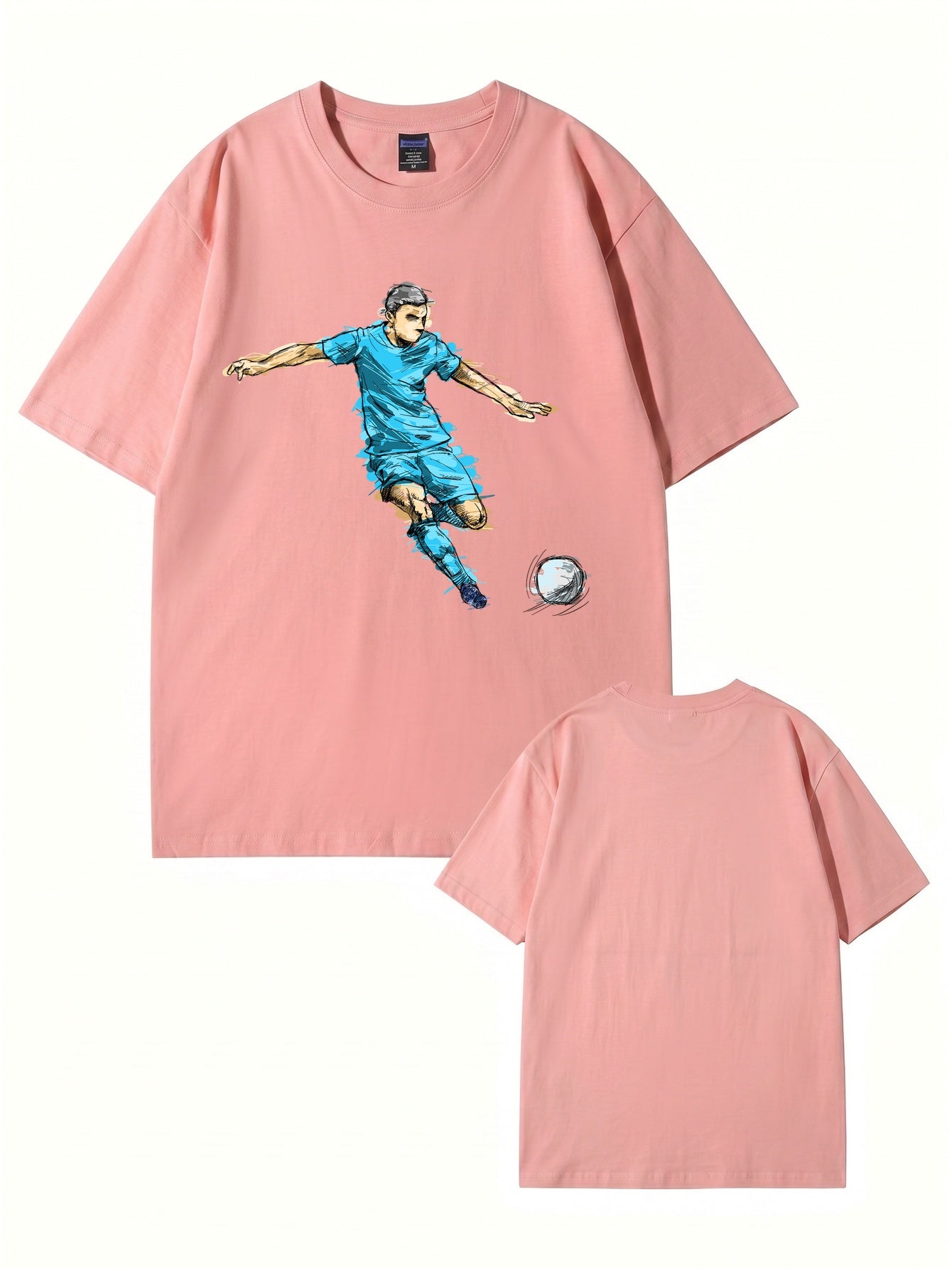 Soccer Player Graphic Print Tee - Artistic Football Action Illustration T-Shirt