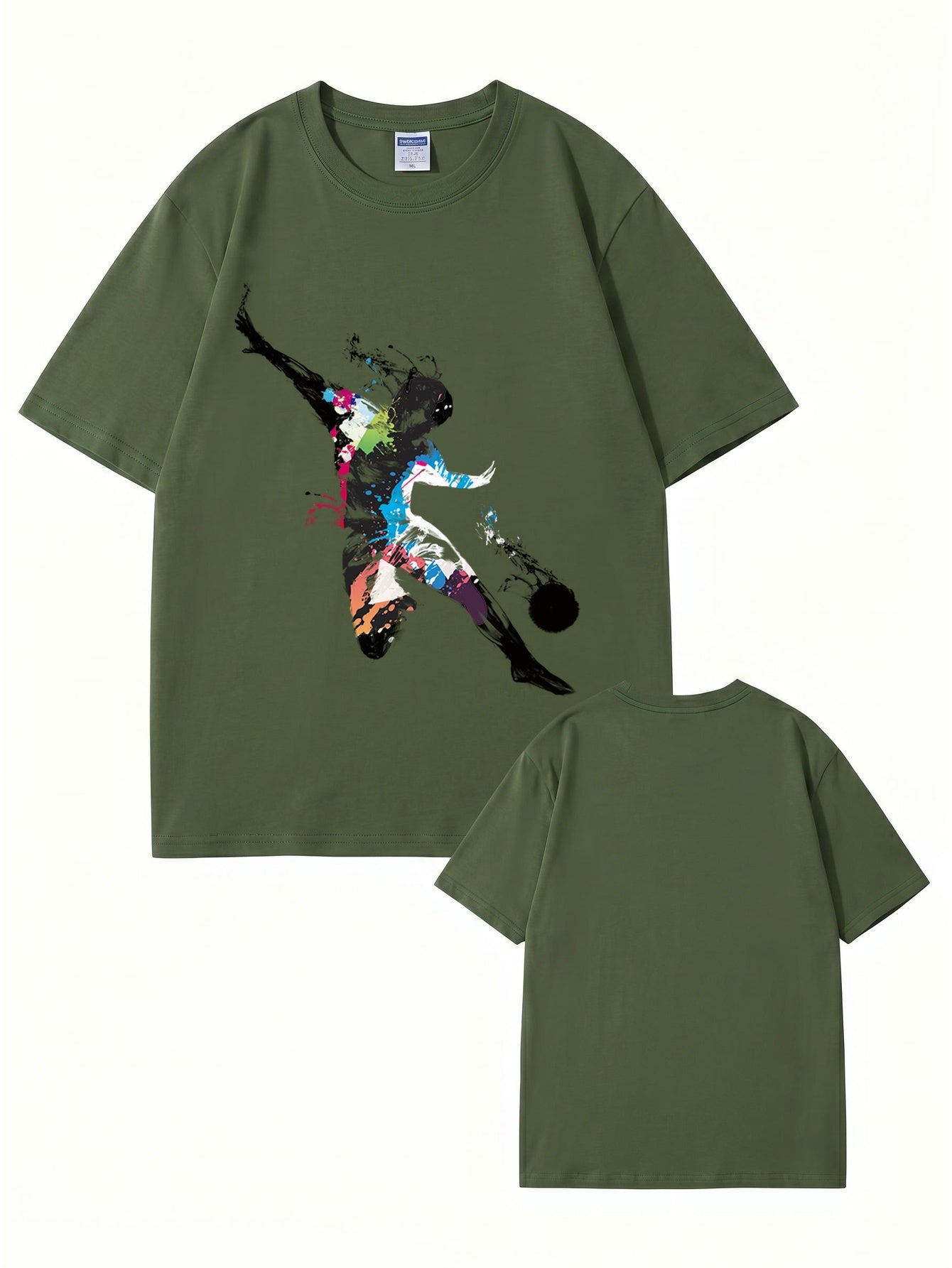 Abstract Soccer Player Splatter Paint Graphic Print T-Shirt