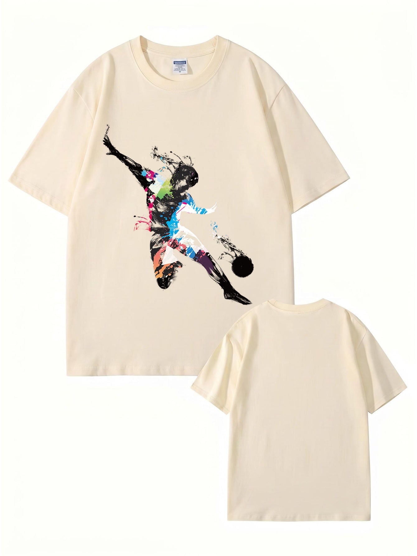 Abstract Soccer Player Splatter Paint Graphic Print T-Shirt