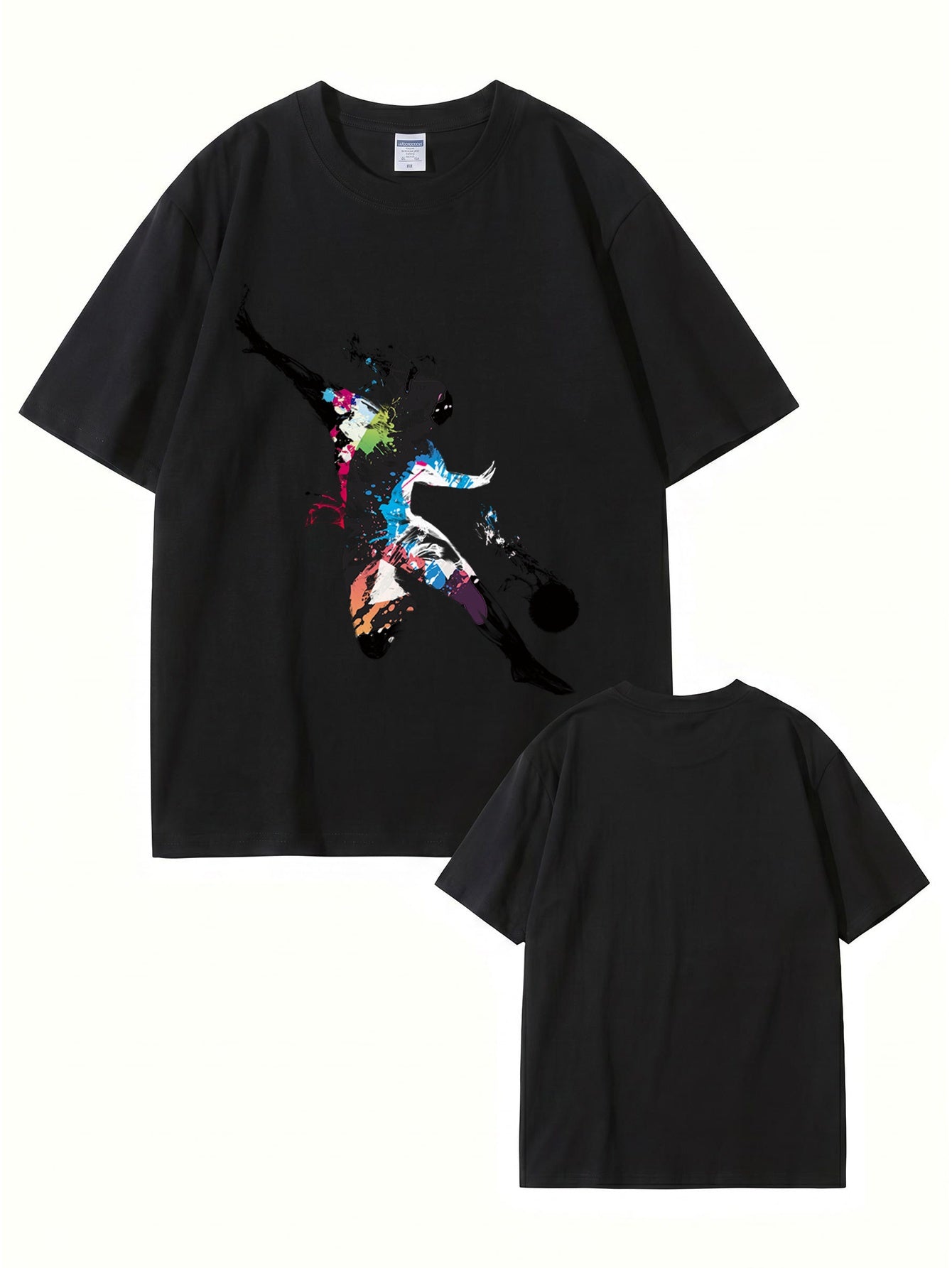 Abstract Soccer Player Splatter Paint Graphic Print T-Shirt