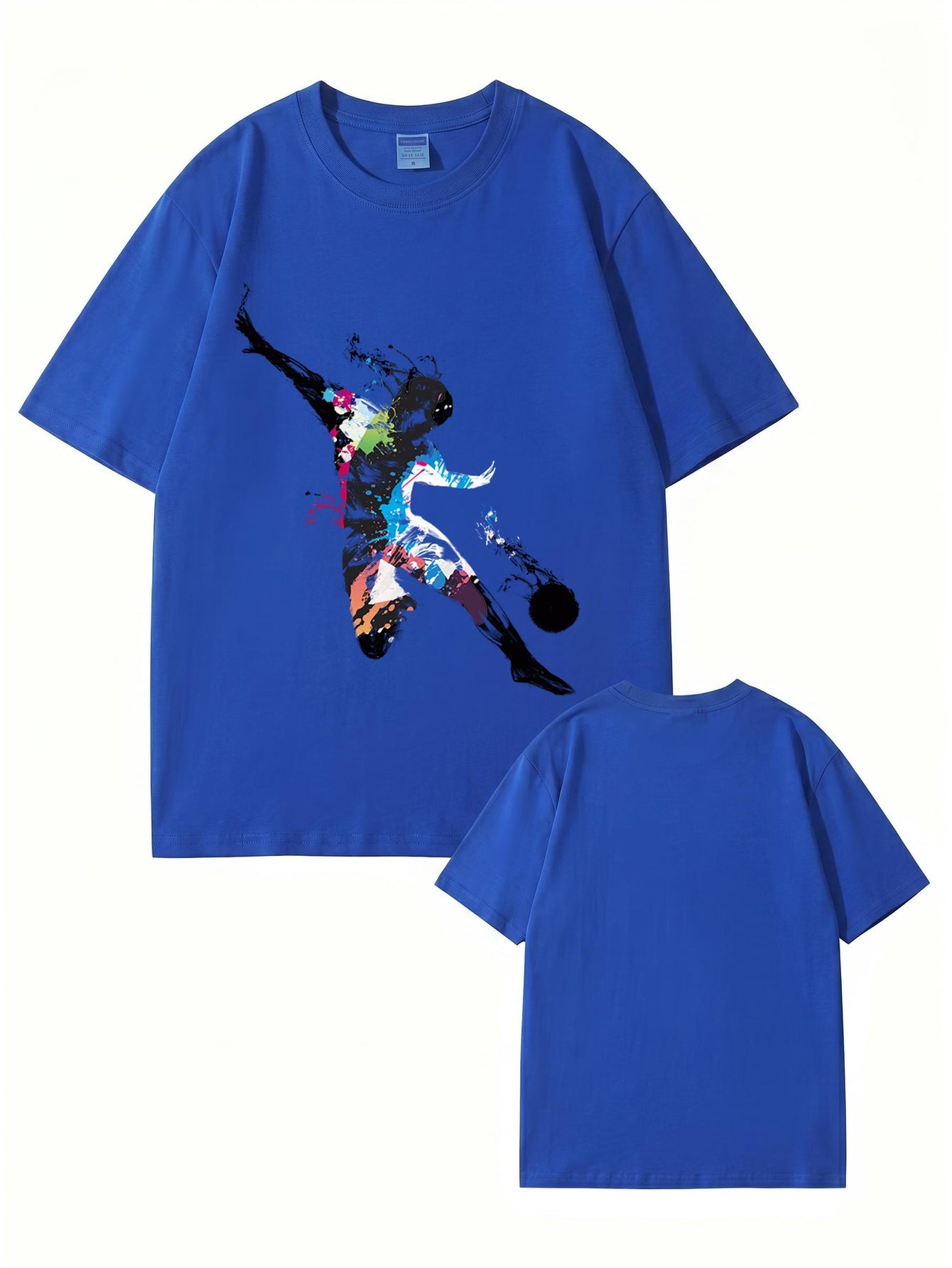 Abstract Soccer Player Splatter Paint Graphic Print T-Shirt