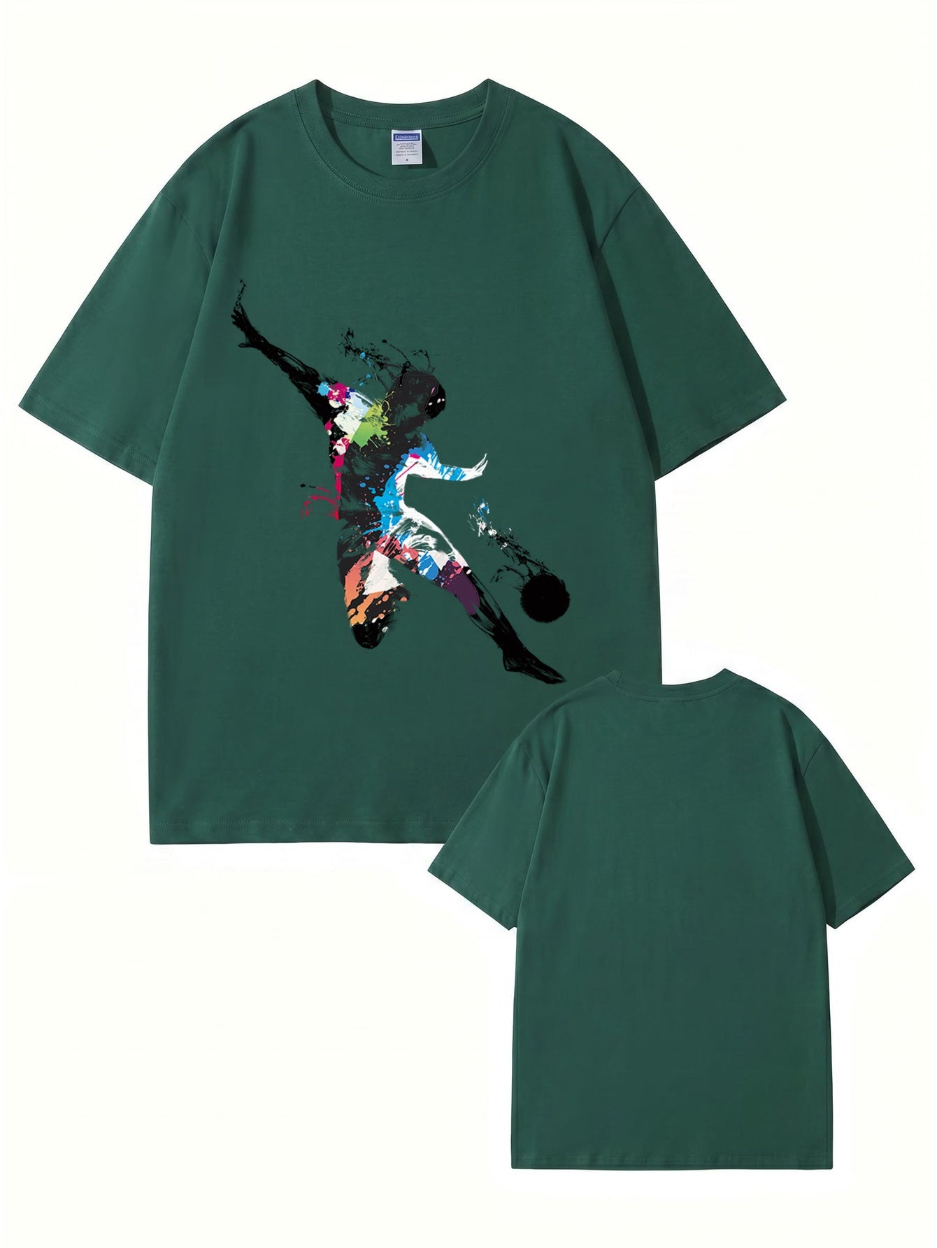Abstract Soccer Player Splatter Paint Graphic Print T-Shirt