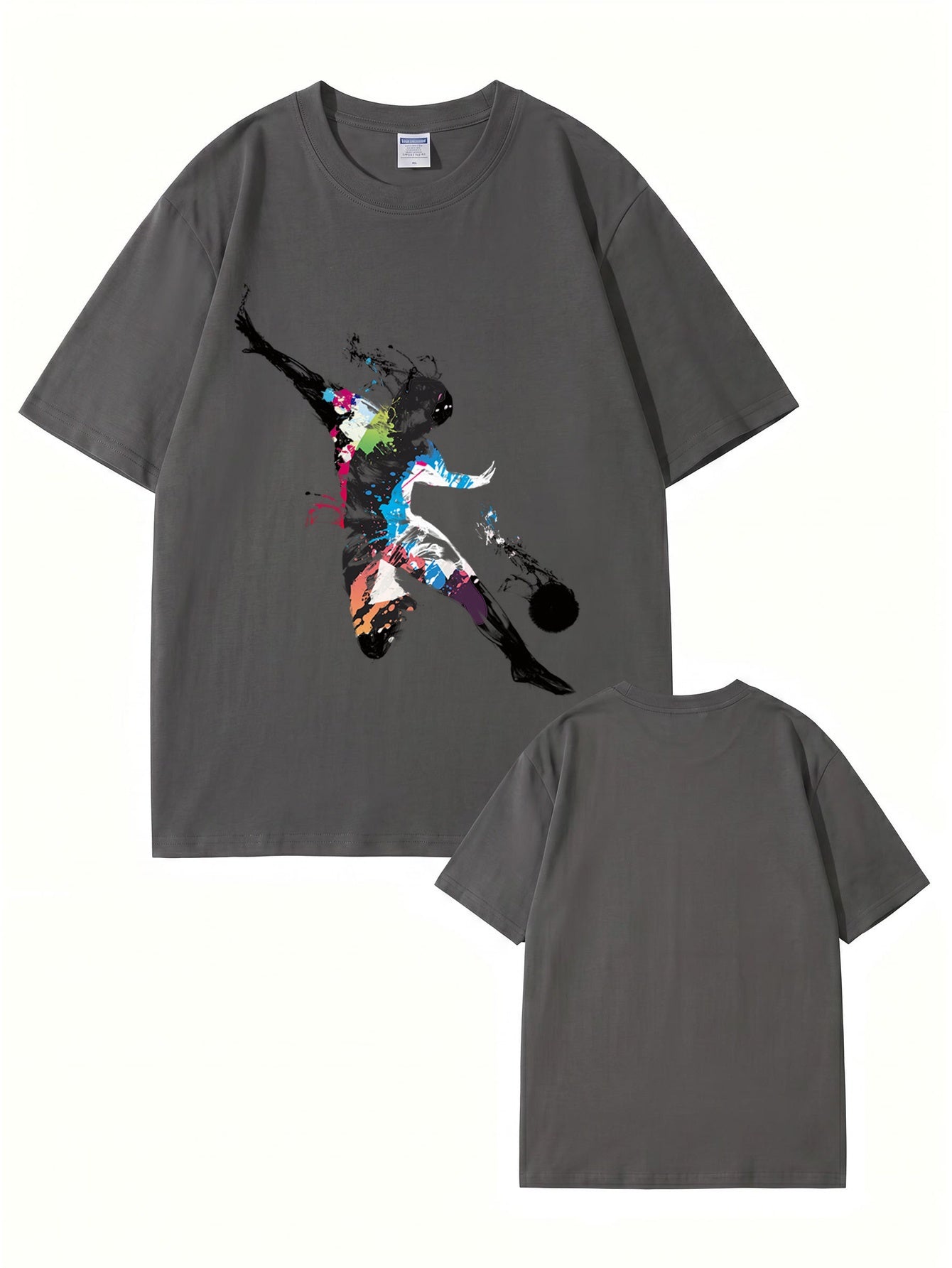 Abstract Soccer Player Splatter Paint Graphic Print T-Shirt