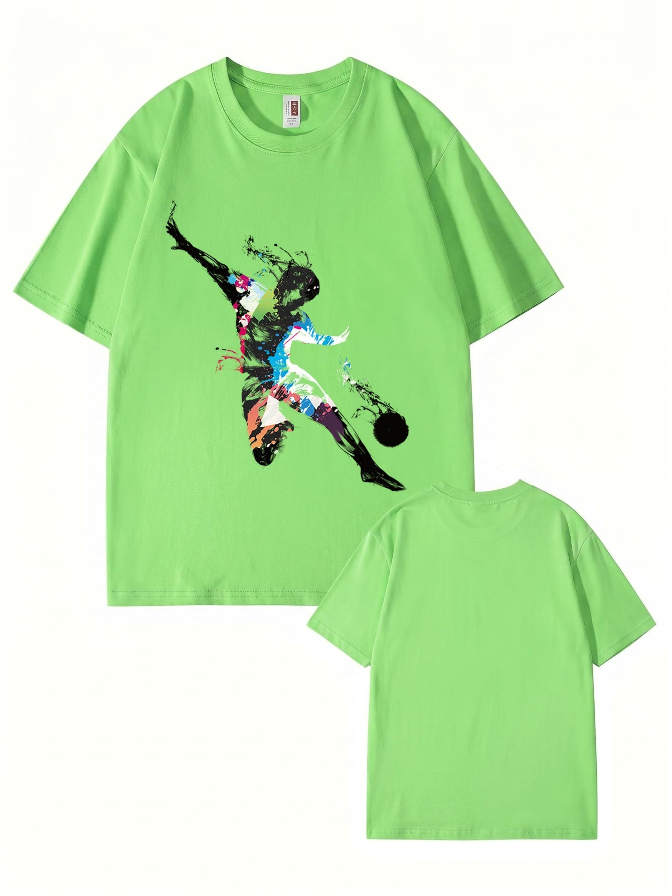 Abstract Soccer Player Splatter Paint Graphic Print T-Shirt