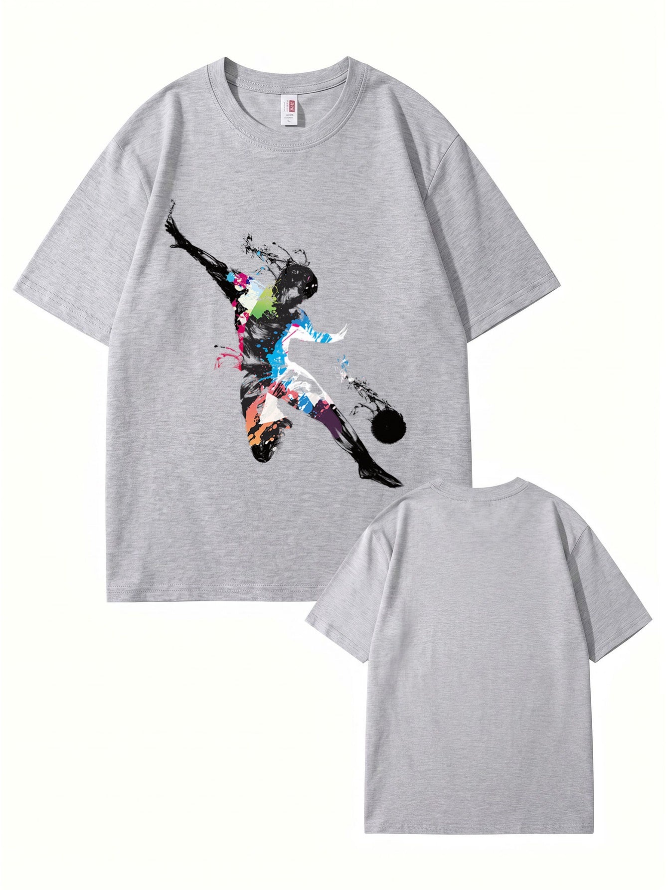 Abstract Soccer Player Splatter Paint Graphic Print T-Shirt