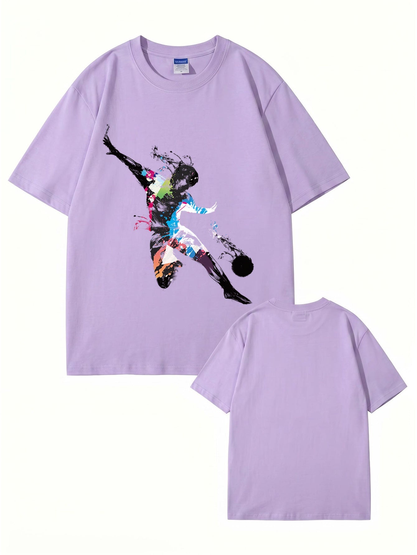 Abstract Soccer Player Splatter Paint Graphic Print T-Shirt