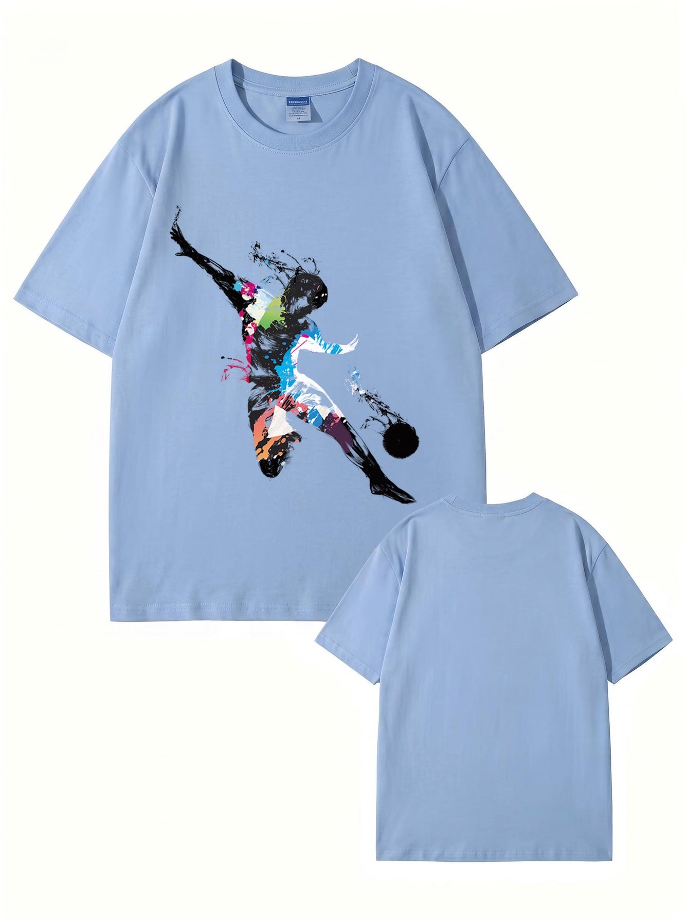 Abstract Soccer Player Splatter Paint Graphic Print T-Shirt