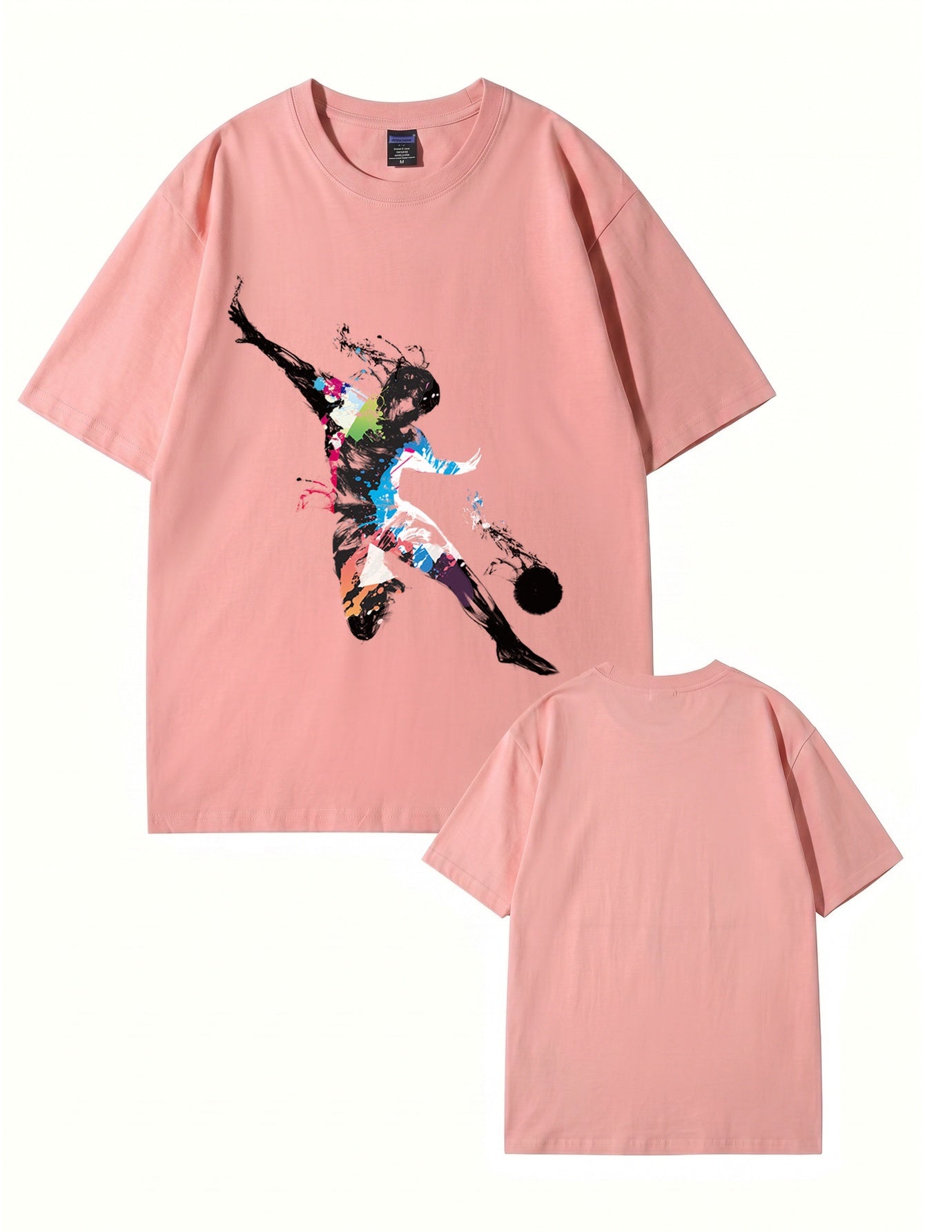 Abstract Soccer Player Splatter Paint Graphic Print T-Shirt
